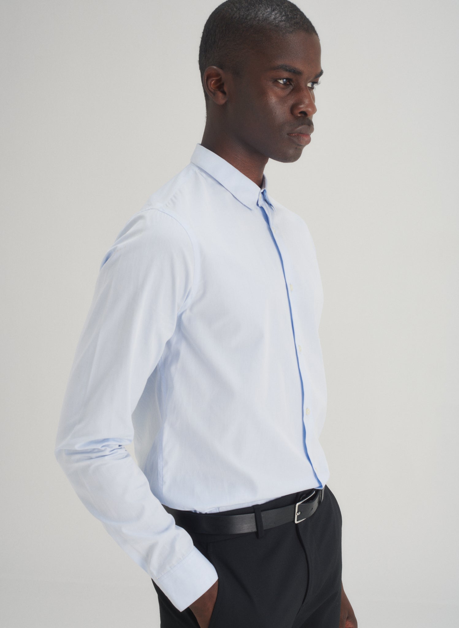 chemise popeline bleu homme