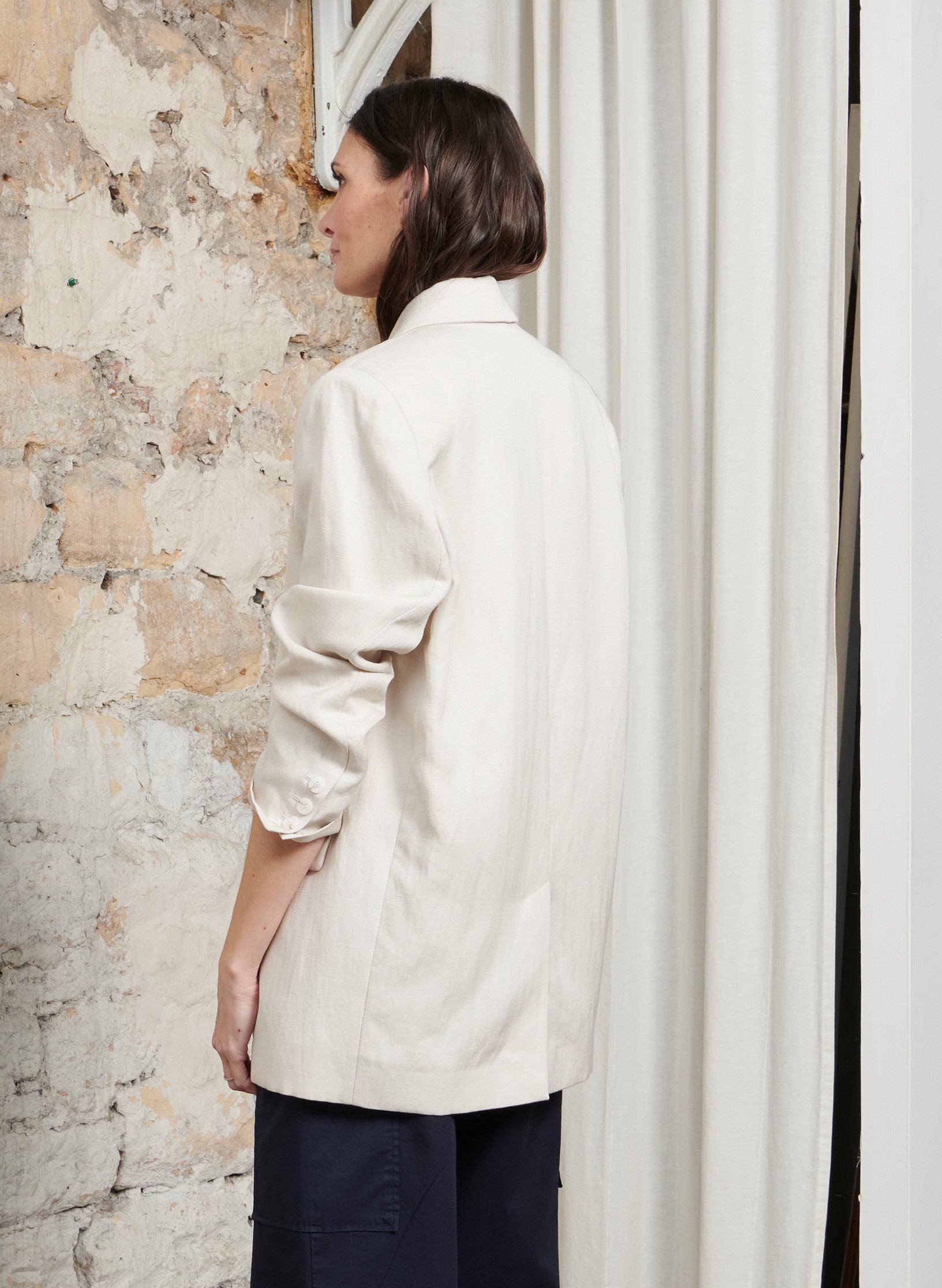 veste oversized lin ecru femme ecoresponsable