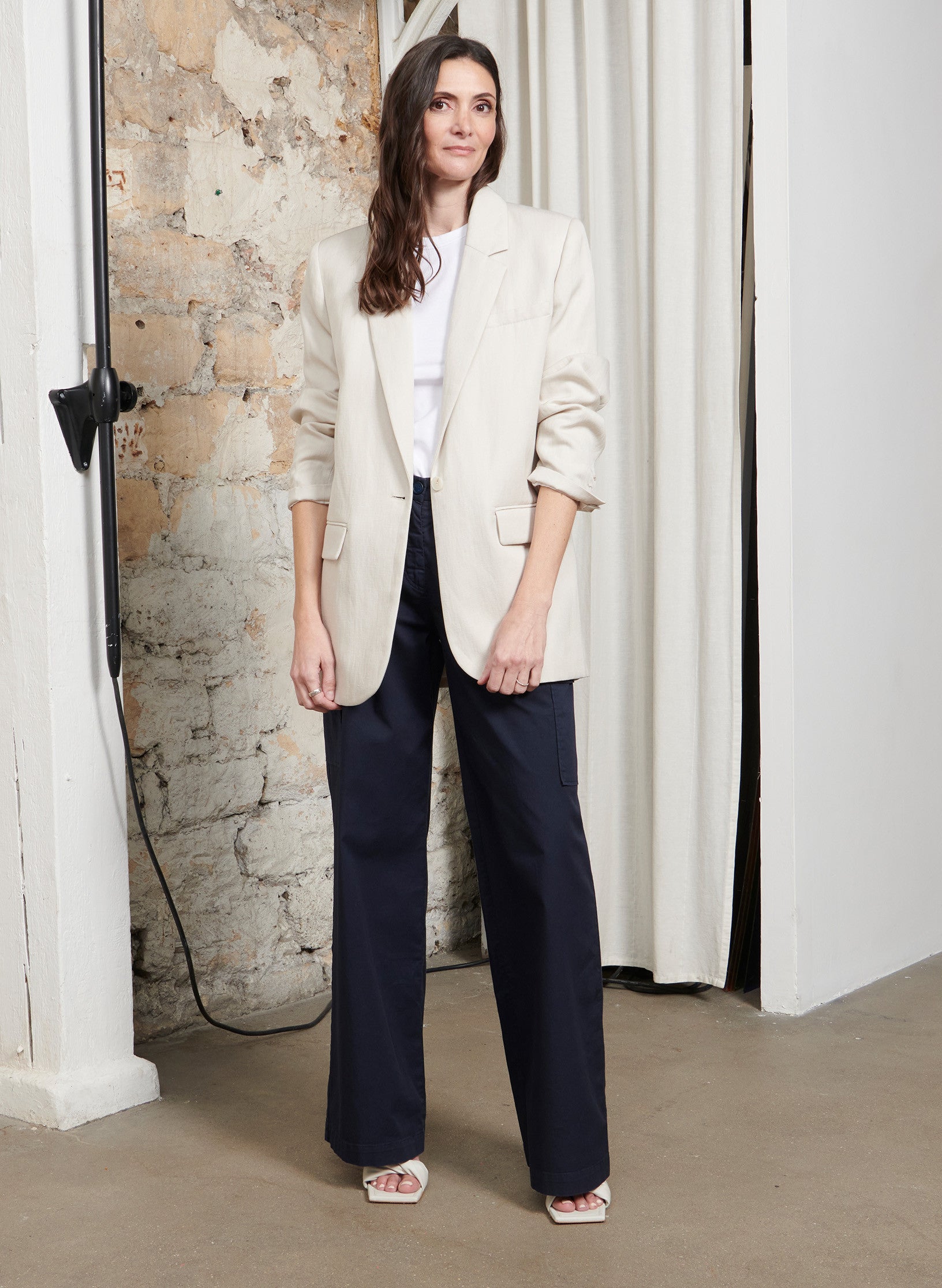 veste oversized lin ecru femme ecoresponsable