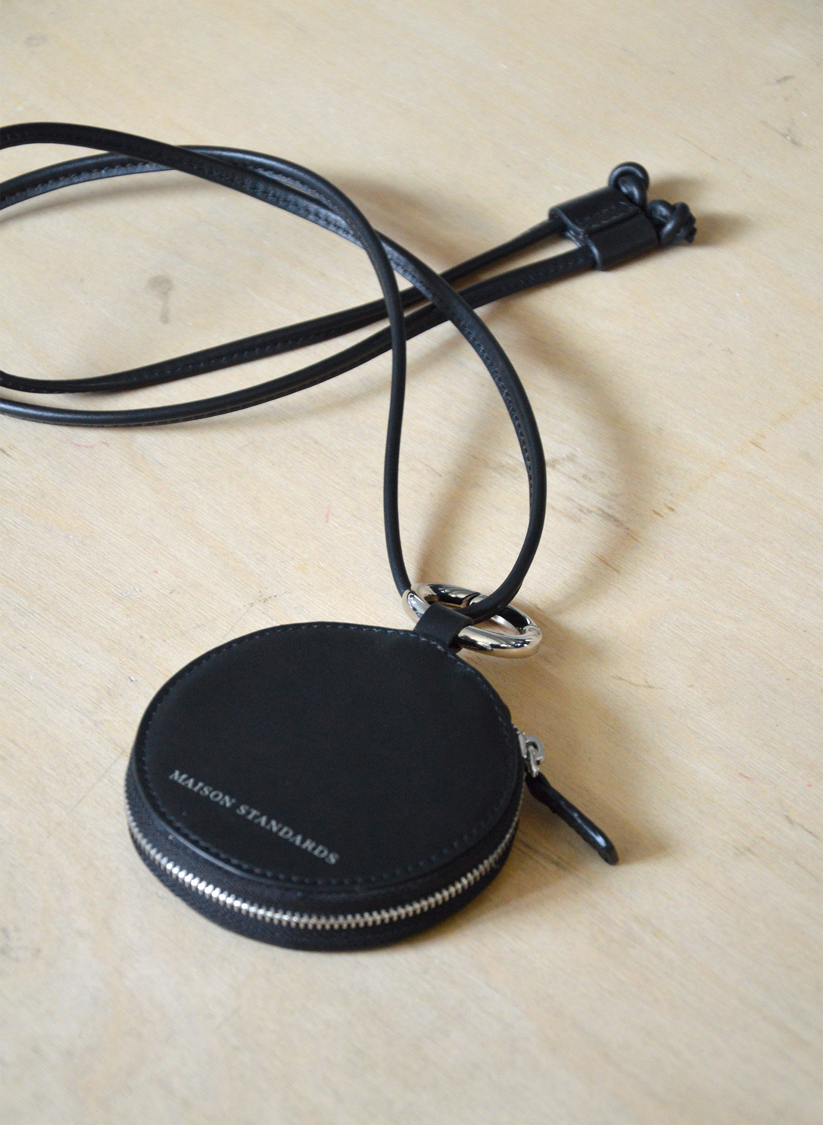 porte monnaie rond cuir noir