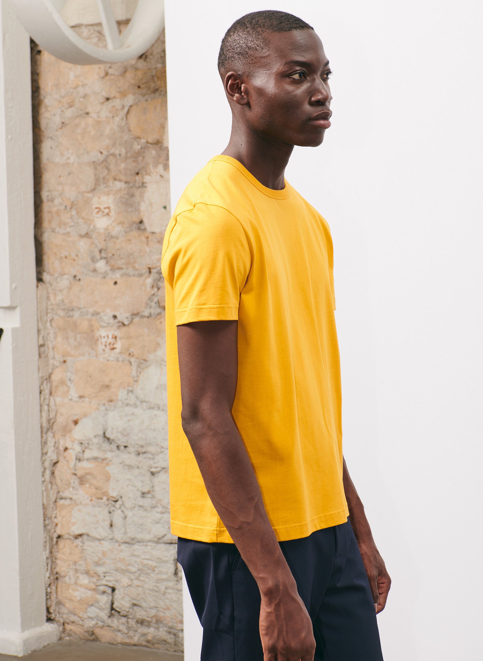 tee shirt coton organique homme jaune