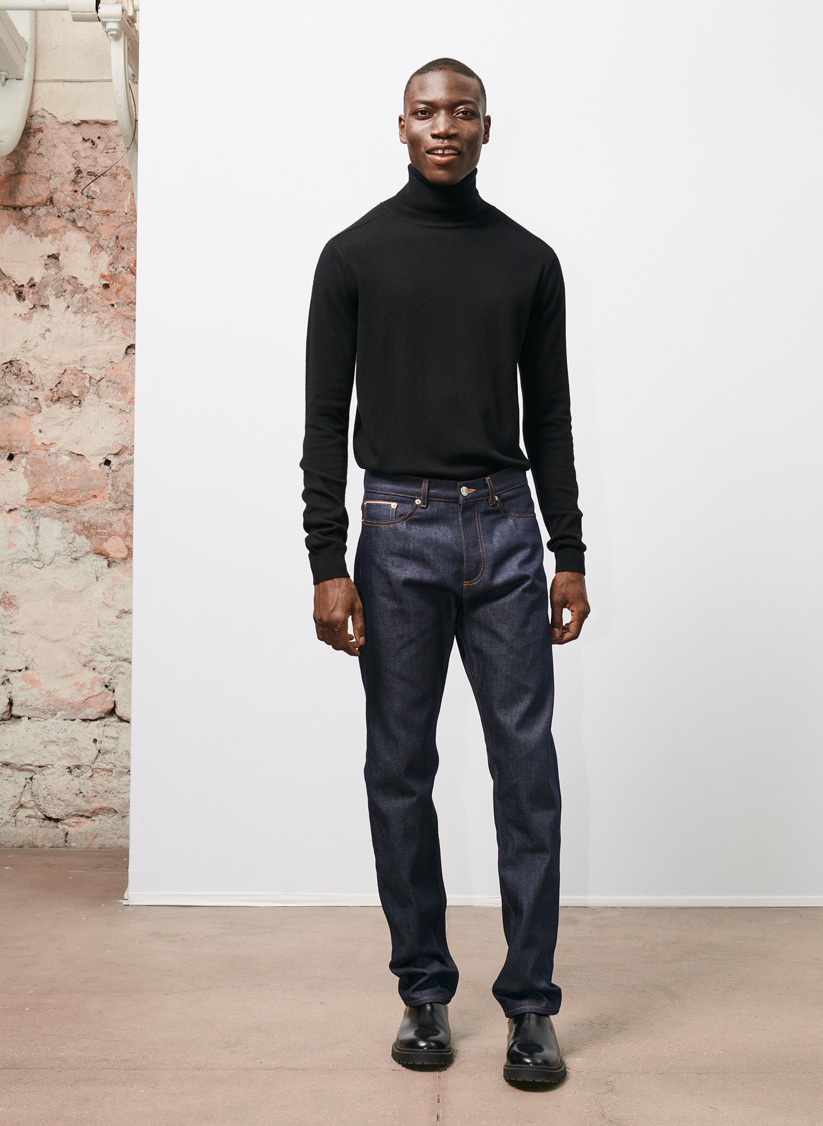 pull col roule cachemire noir homme