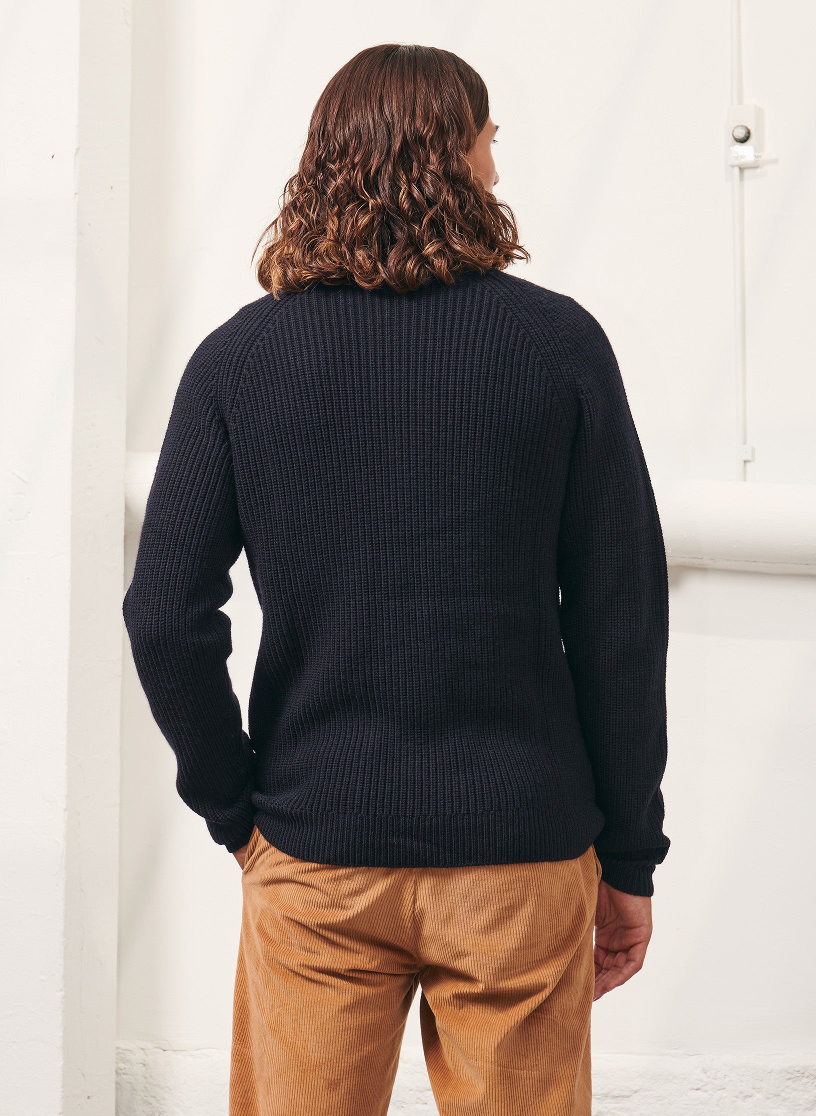 gilet zippe 100 laine a cote homme bleu