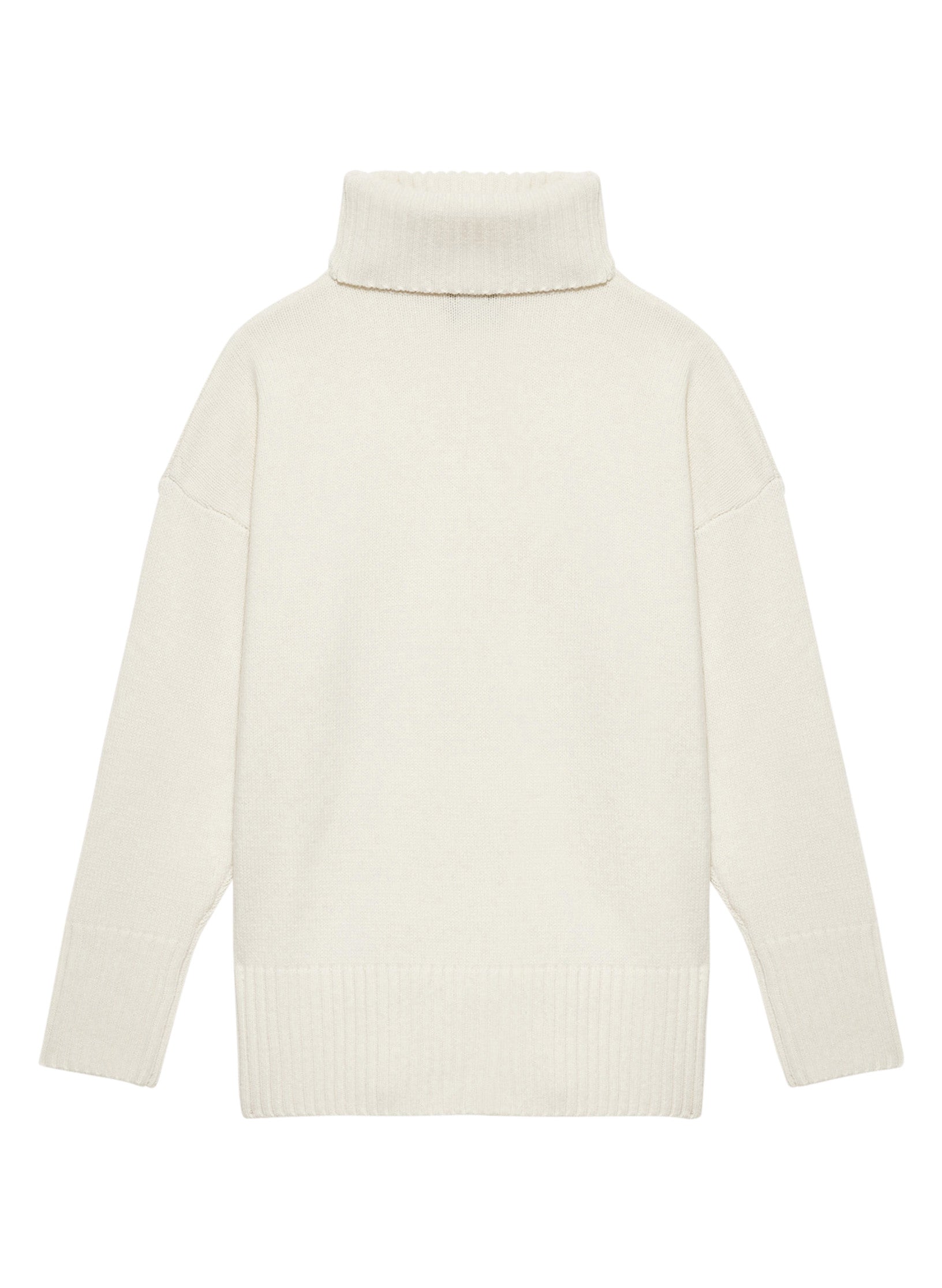 pull oversized col roule ecru laine ecoreponsable ecru