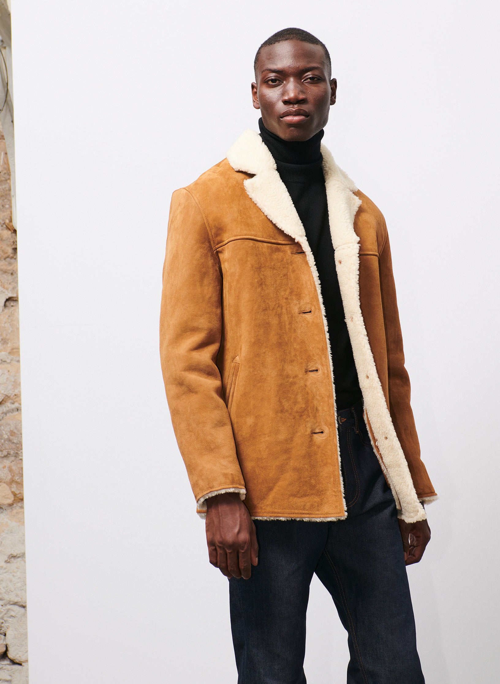 canadienne peau lainee beige homme