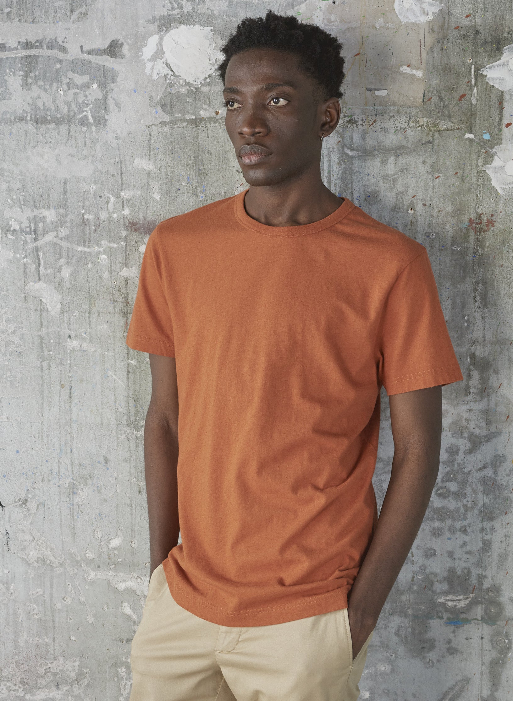 tee shirt lin rouge terracotta homme
