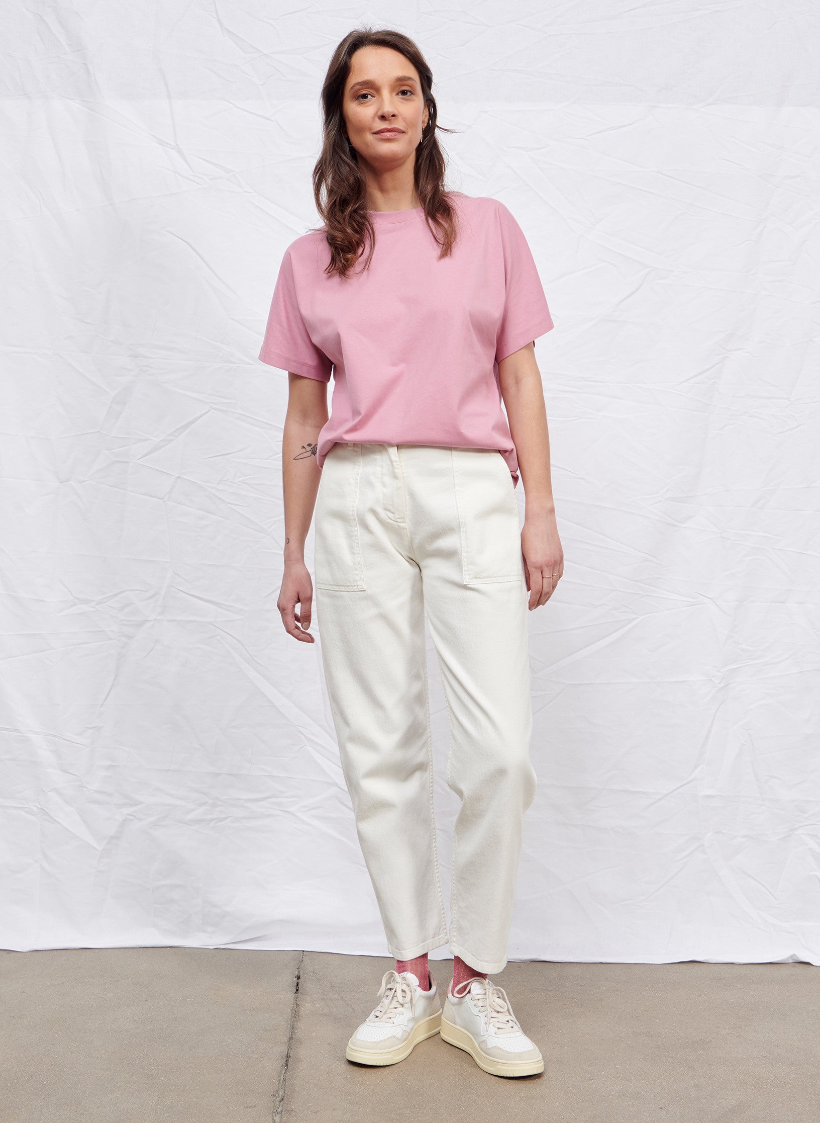 tee shirt manches kimono coton organique rose femme