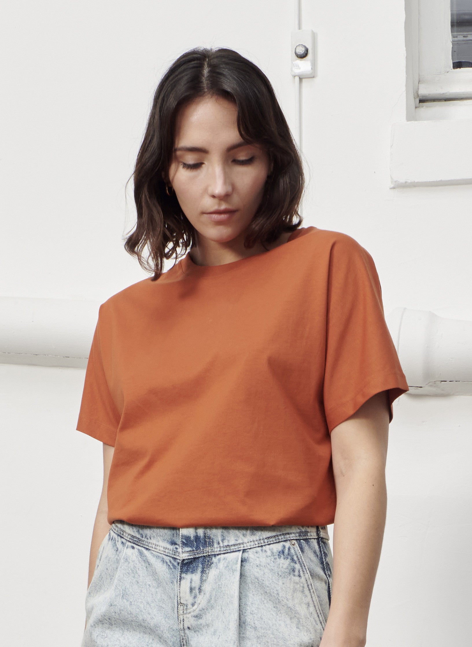 tee shirt manches kimono coton organique femme terracotta