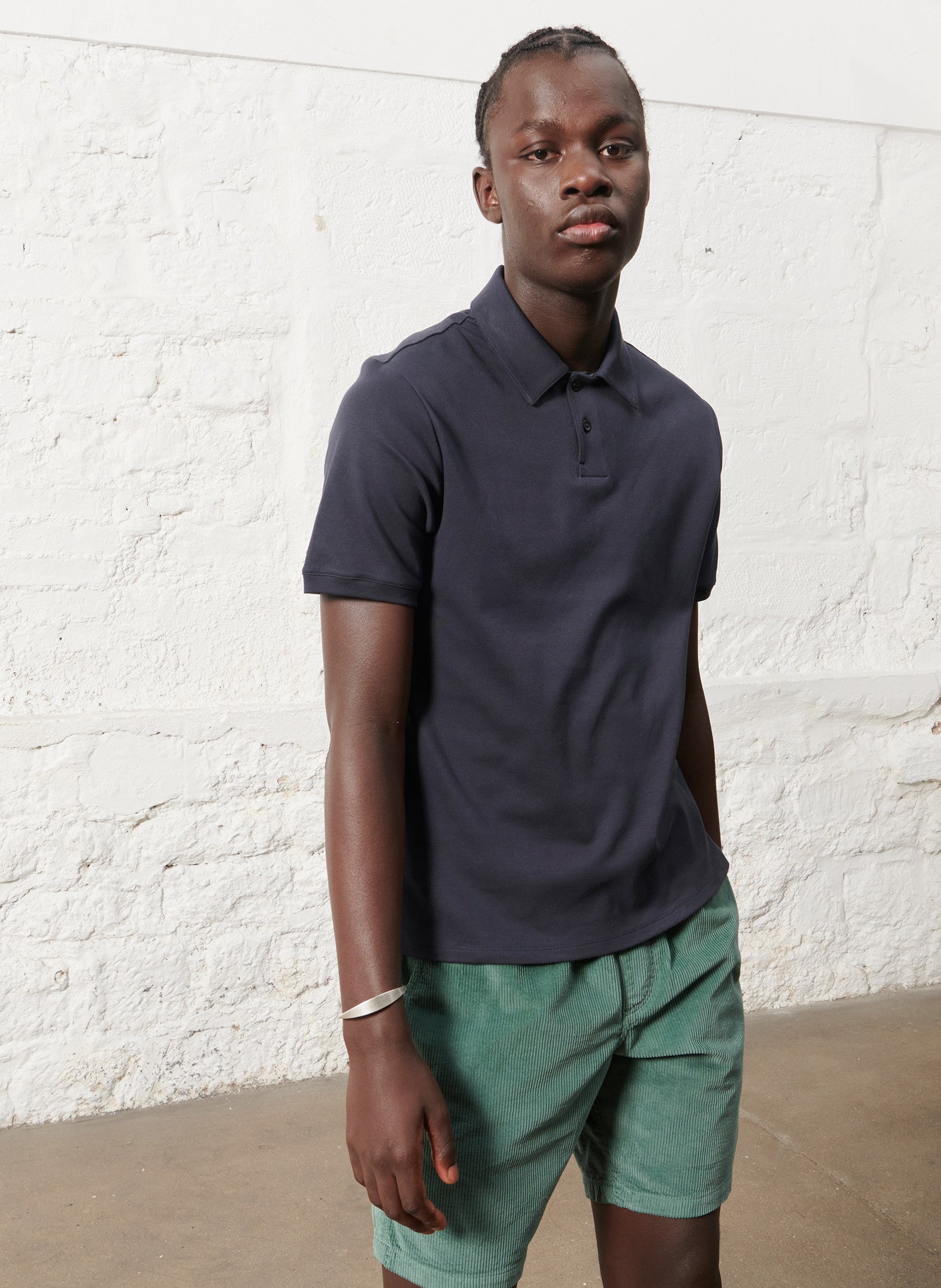 polo manche courte coton bleu homme