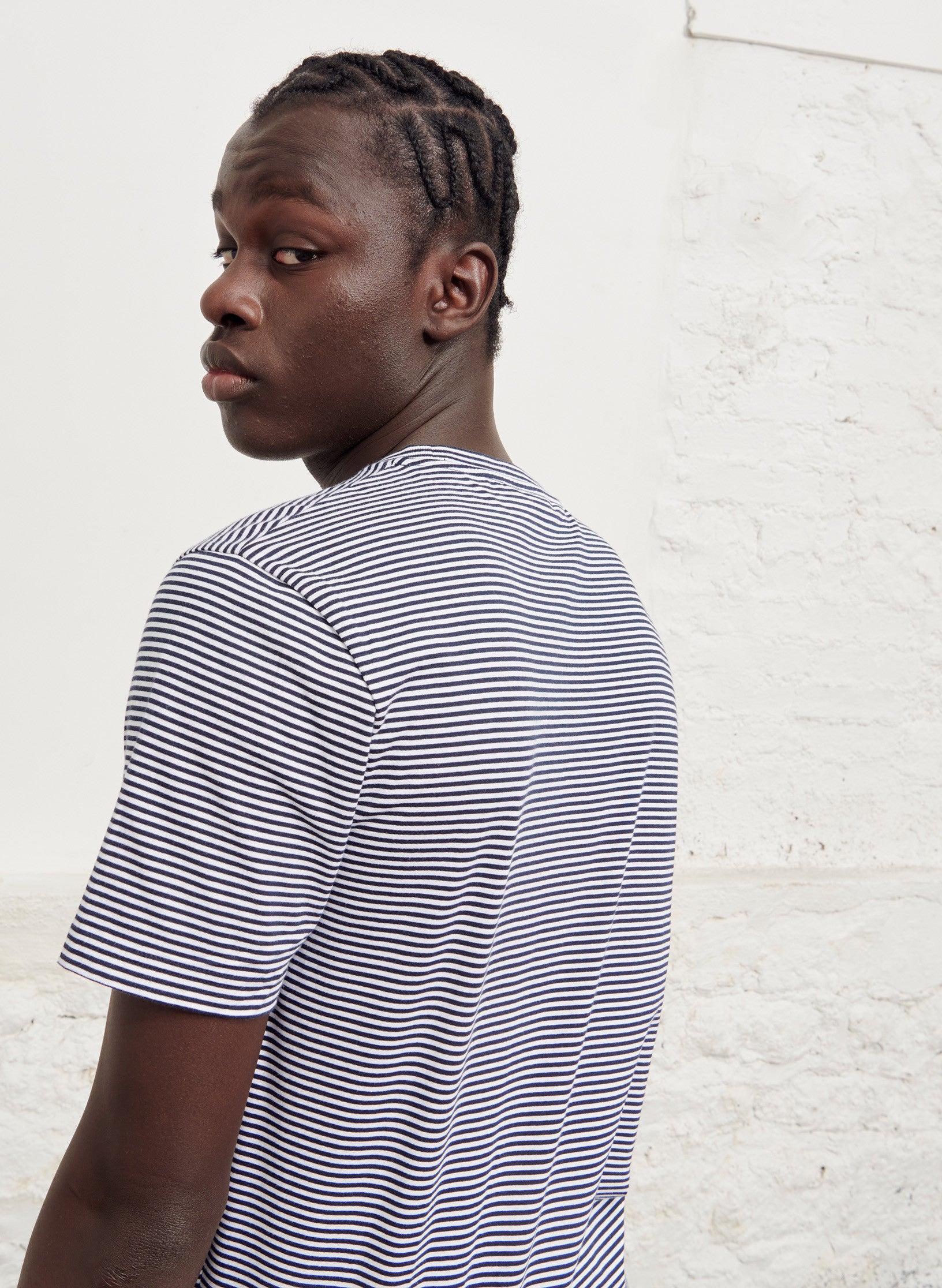 tee shirt raye coton bleu homme