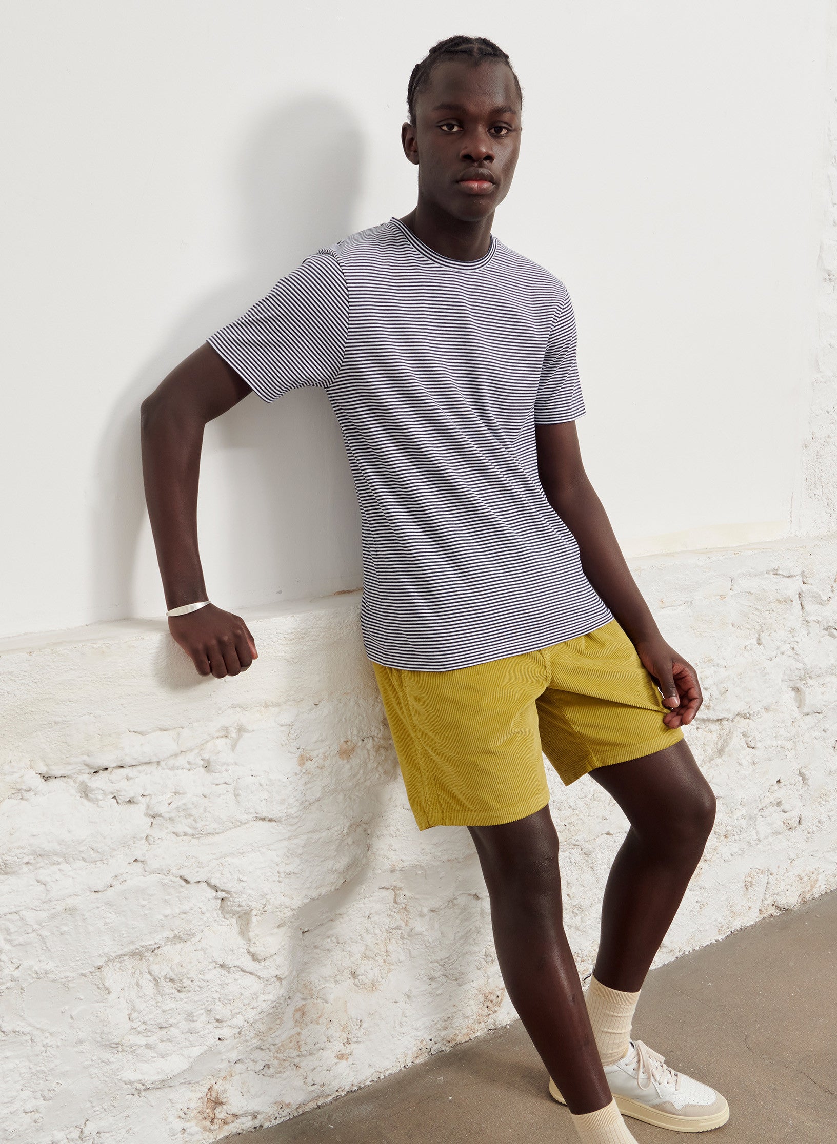 tee shirt raye coton bleu homme