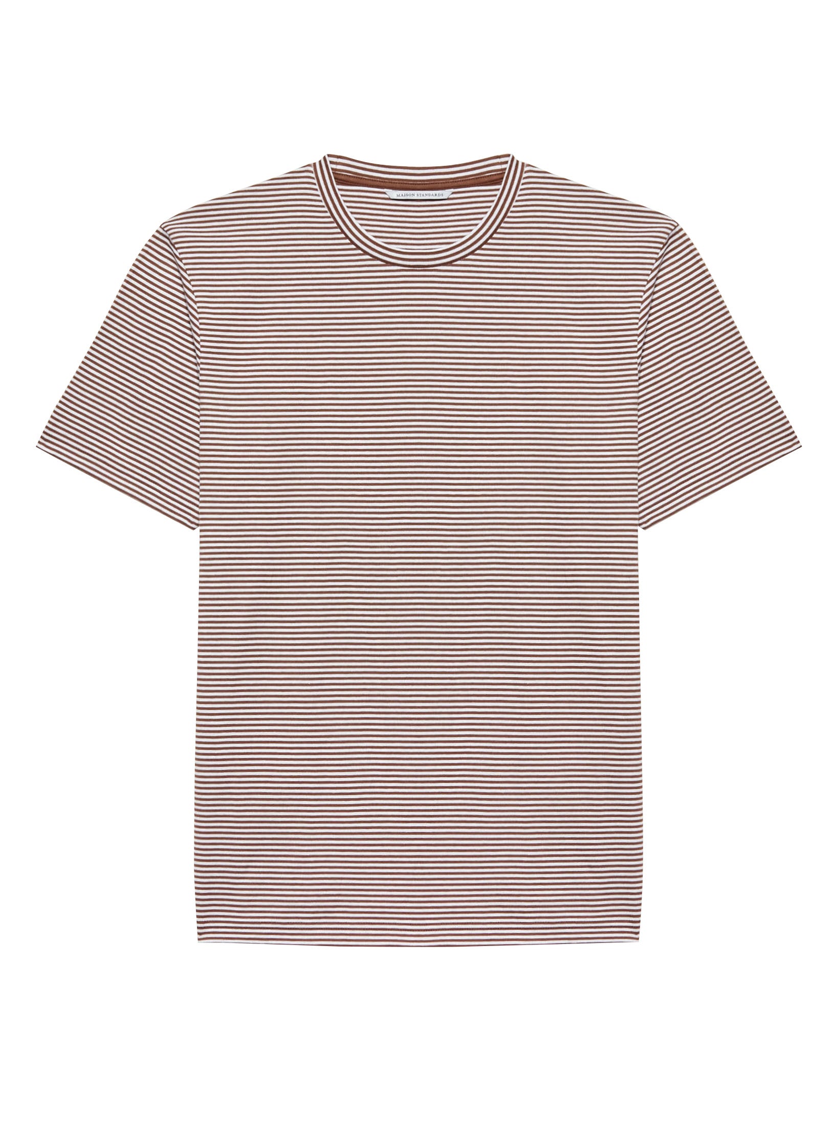 tee shirt raye coton terracotta homme
