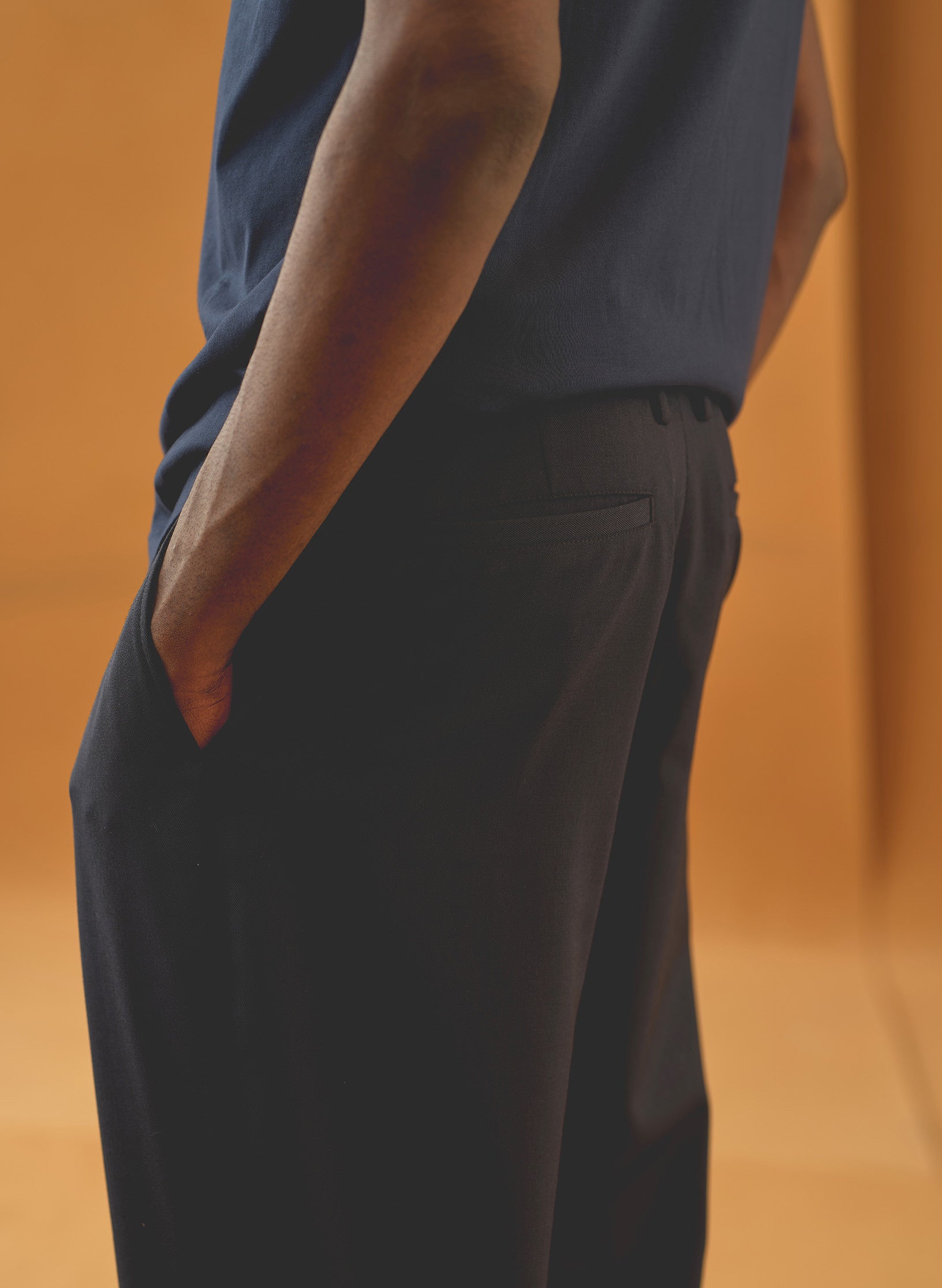 pantalon carotte bi stretch bleu homme