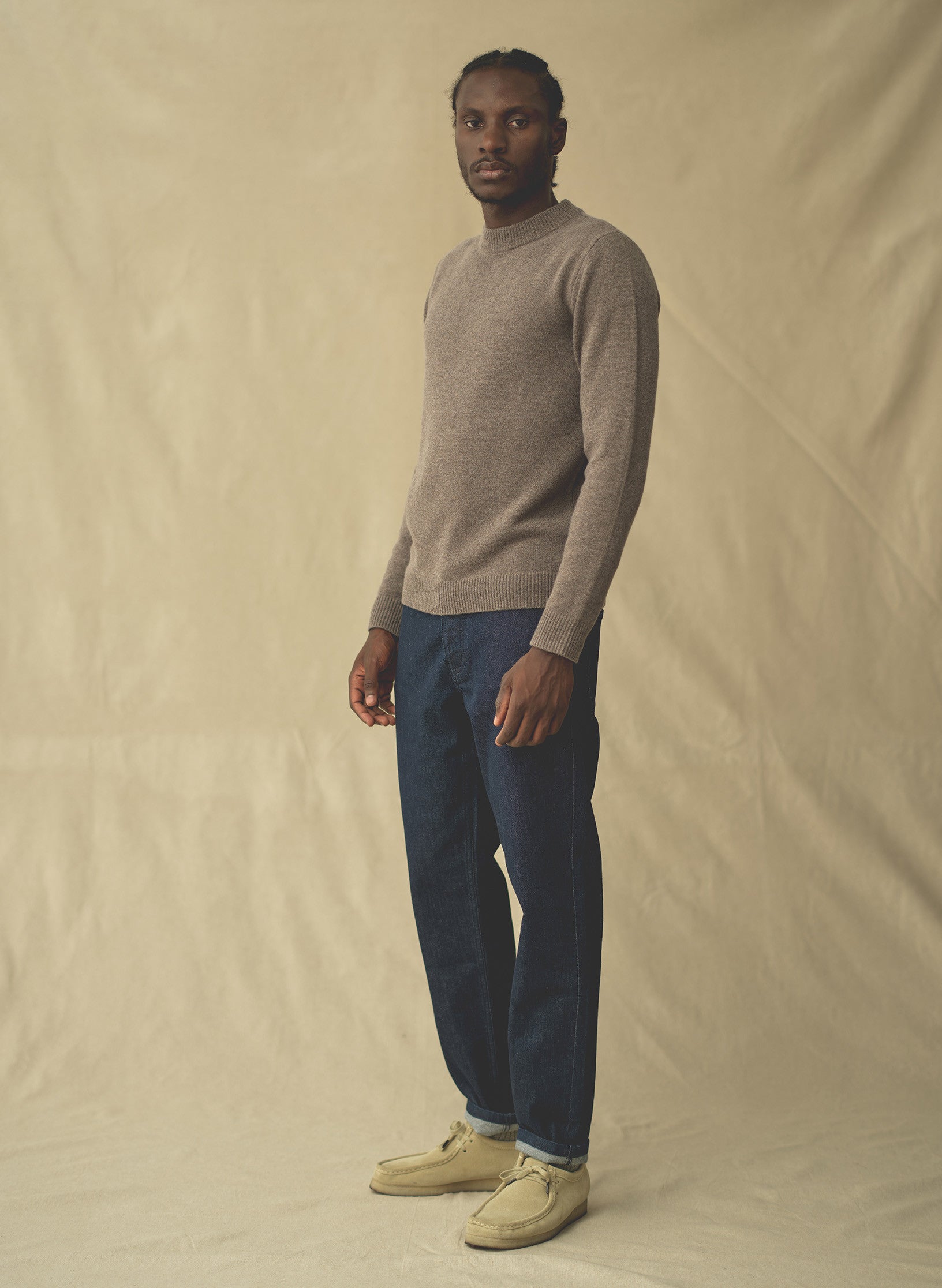 pull rdc 100 laine beige homme