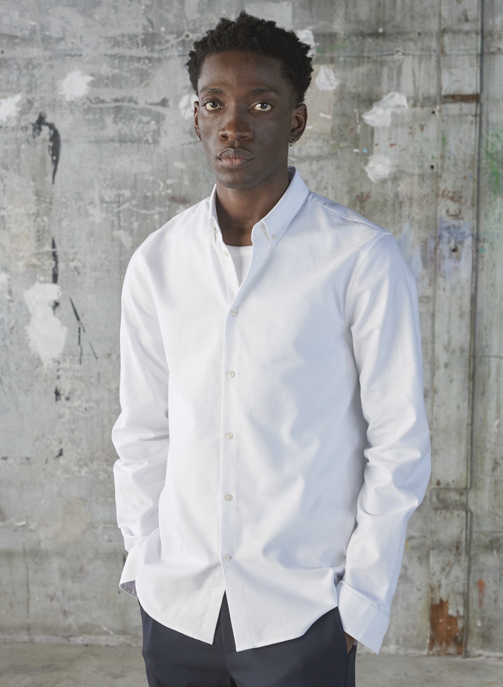 chemise oxford ajustee blanche homme easycare