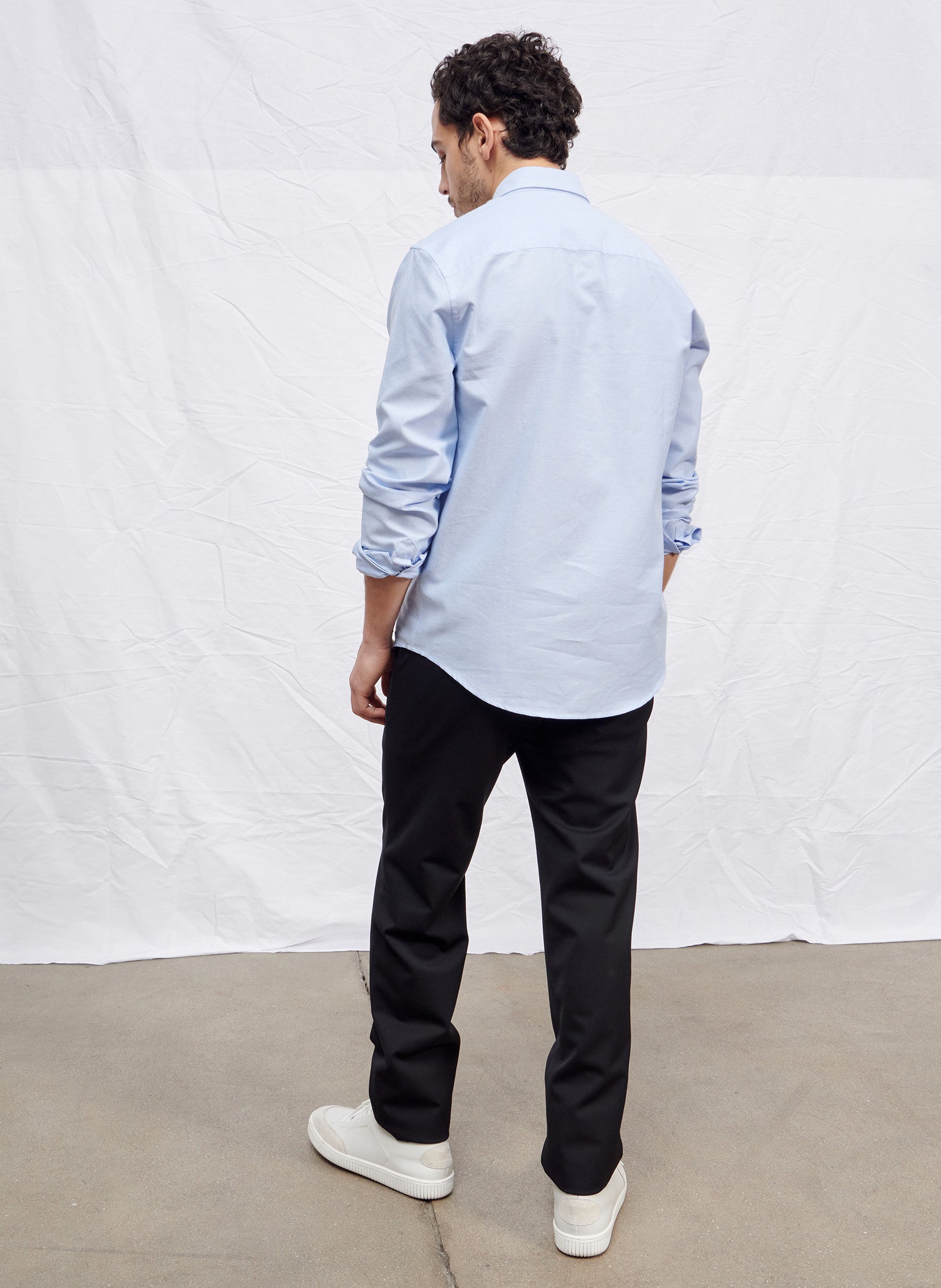 chemise oxford ajustee bleu homme