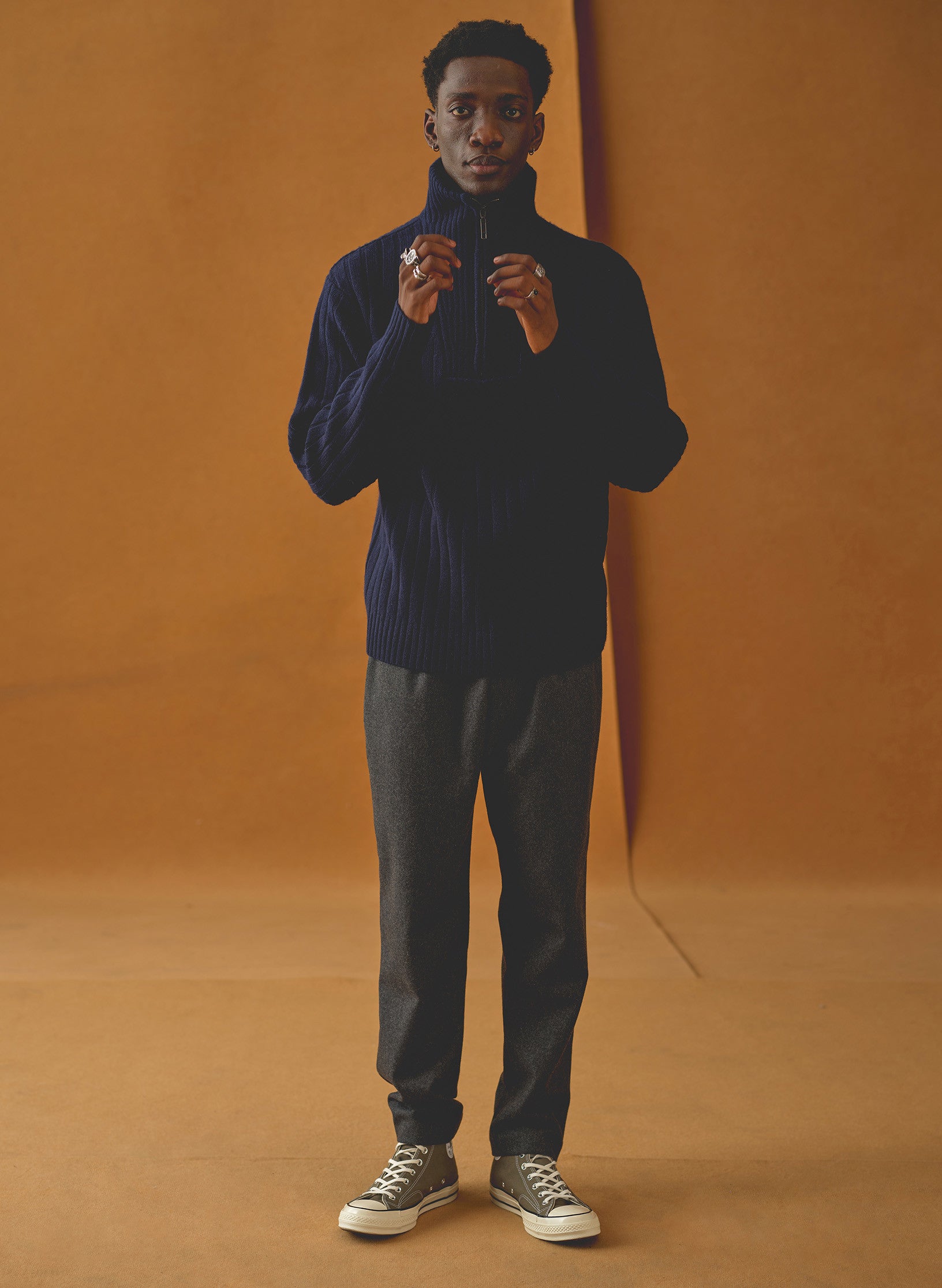 pull camionneur 100 laine navy homme