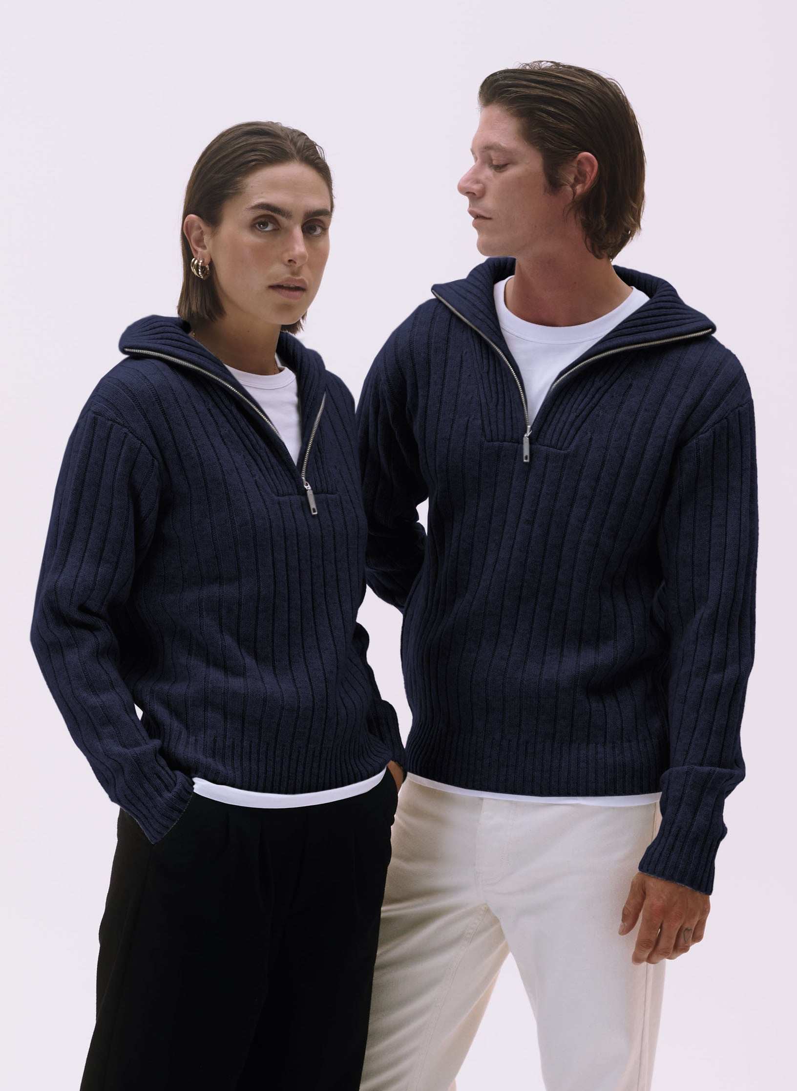 pull camionneur 100 laine navy homme