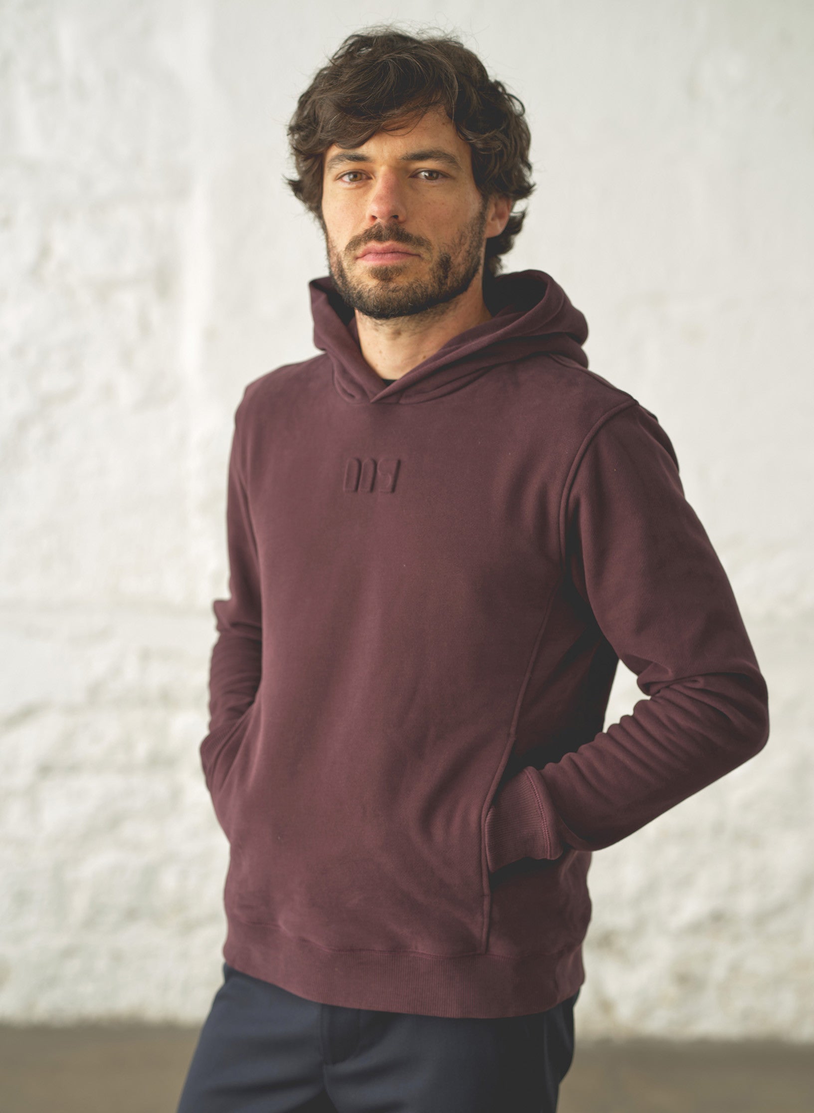 hoodie homme bordeaux coton