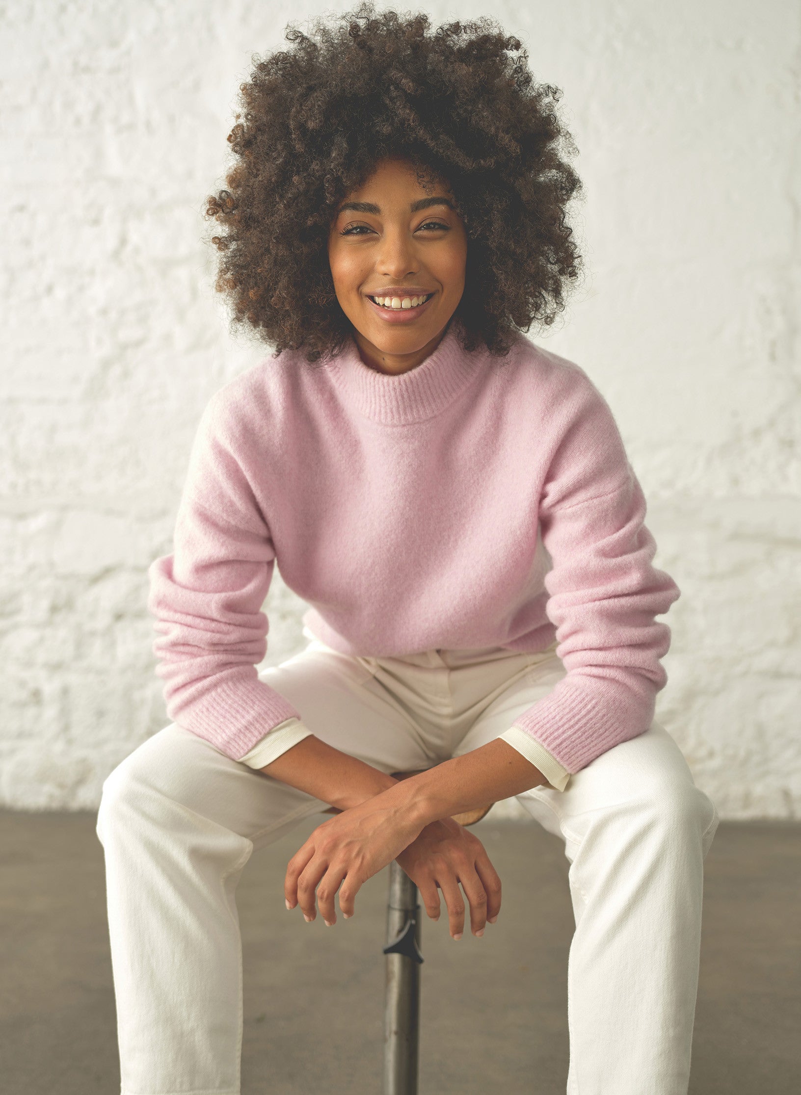 pull fils femme rose