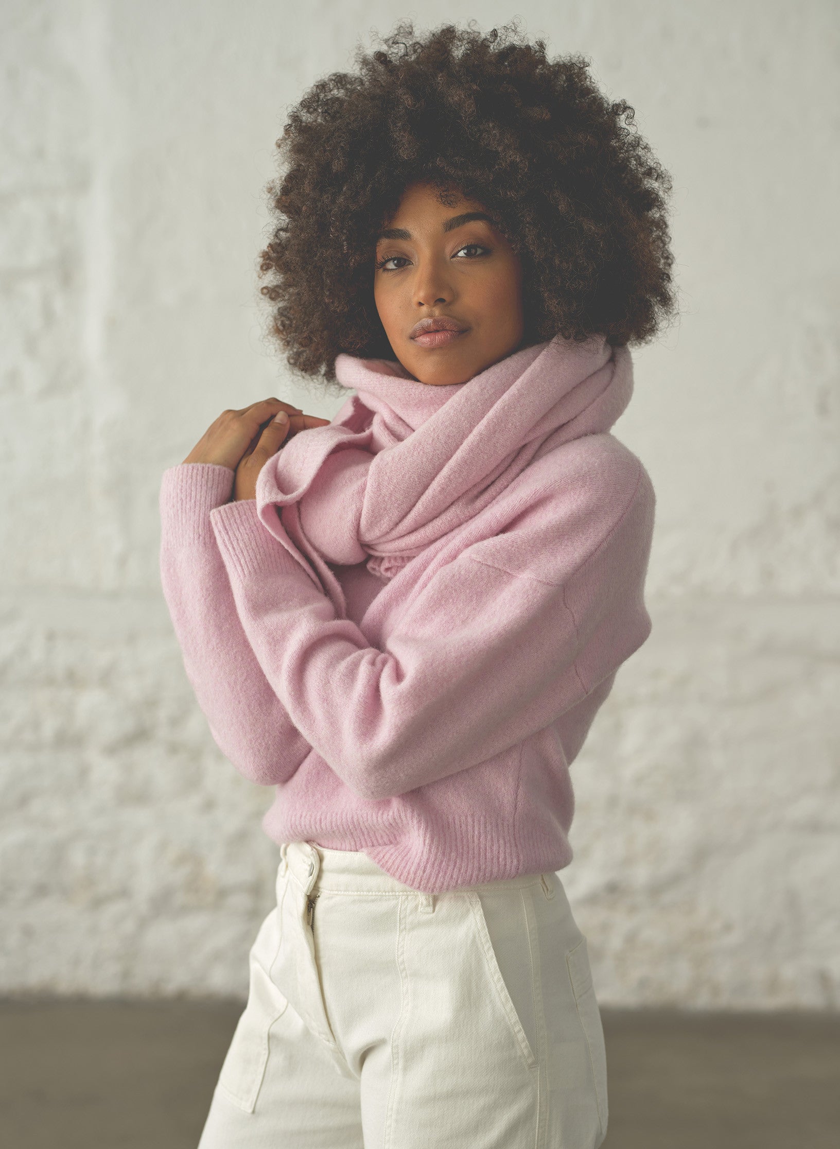 pull fils femme rose