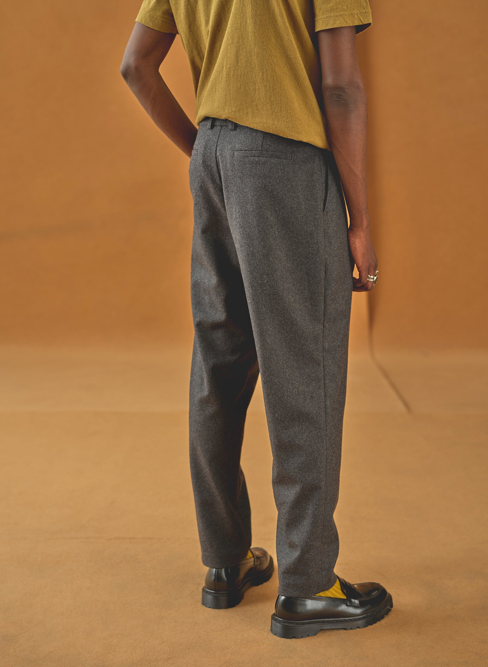 pantalon loose flanelle gris homme