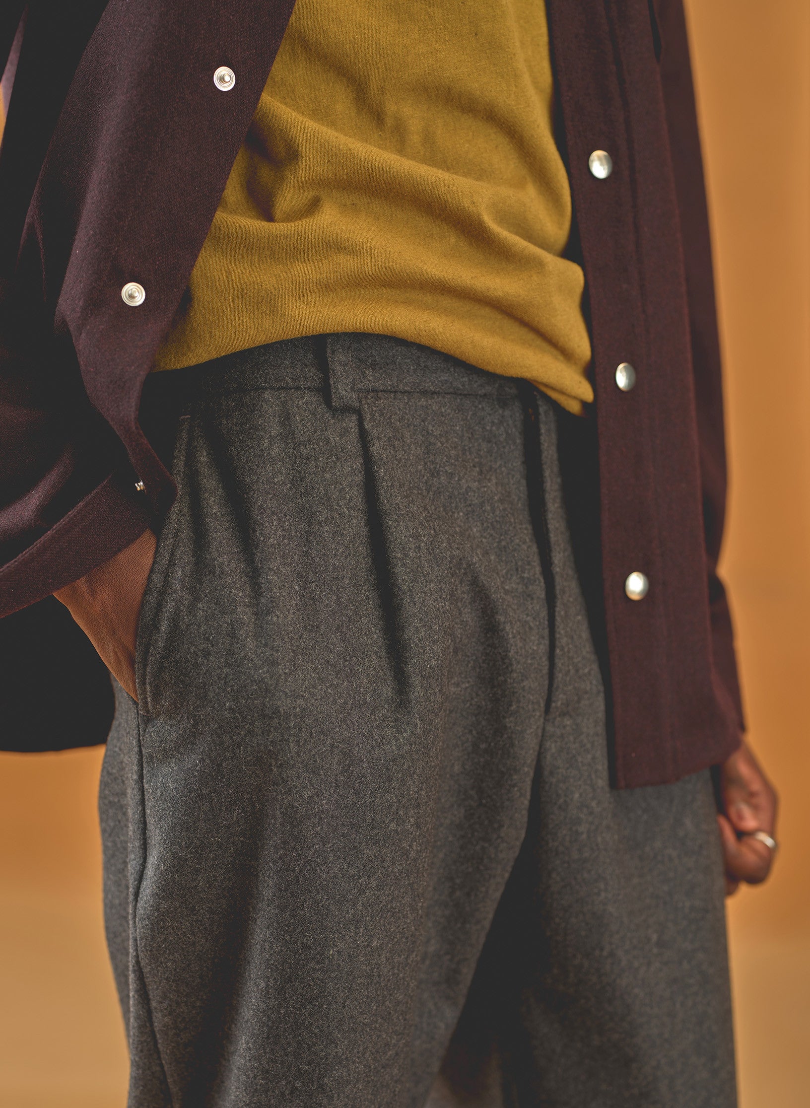 pantalon loose flanelle gris homme