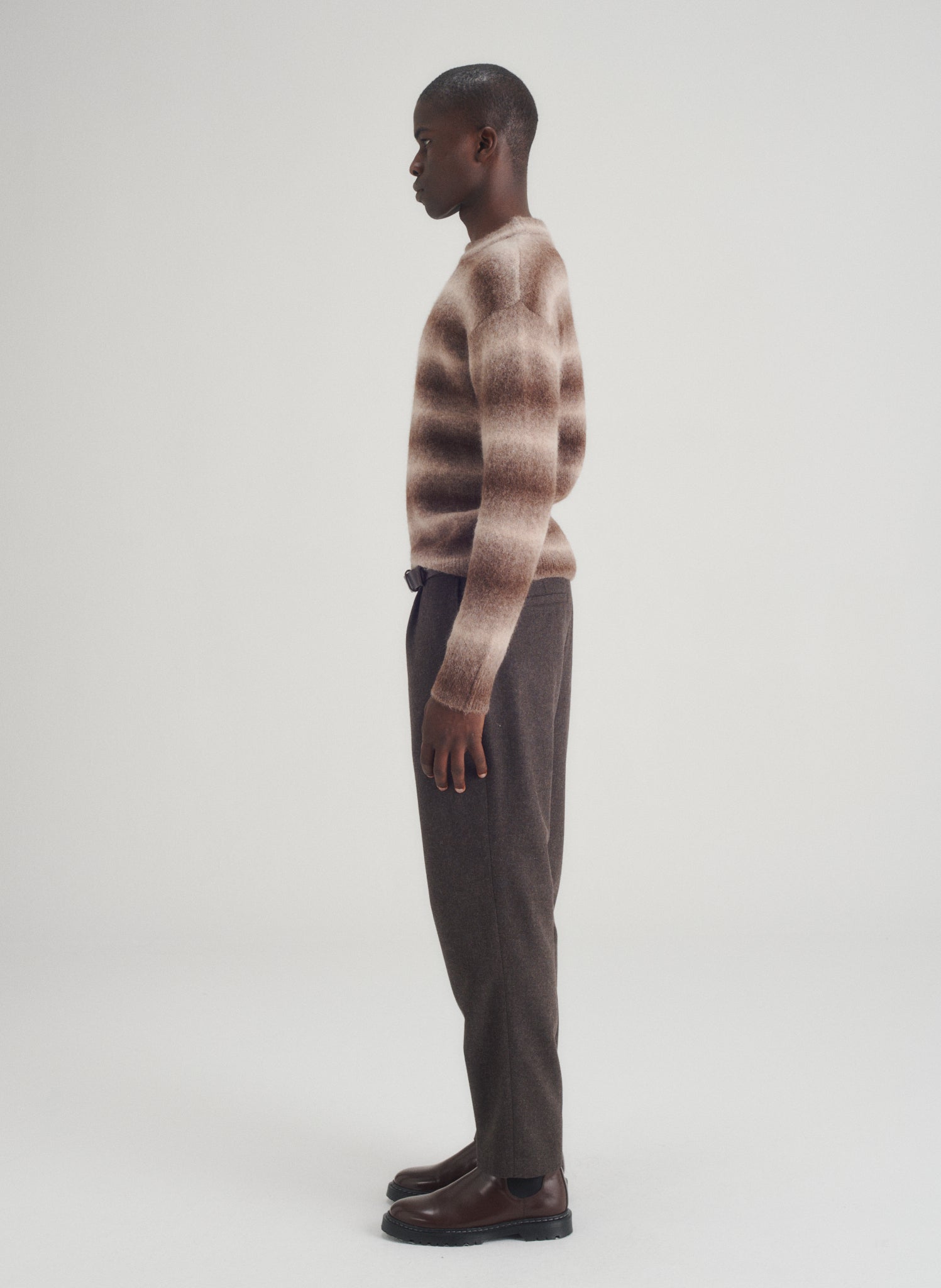 pantalon loose flanelle homme marron