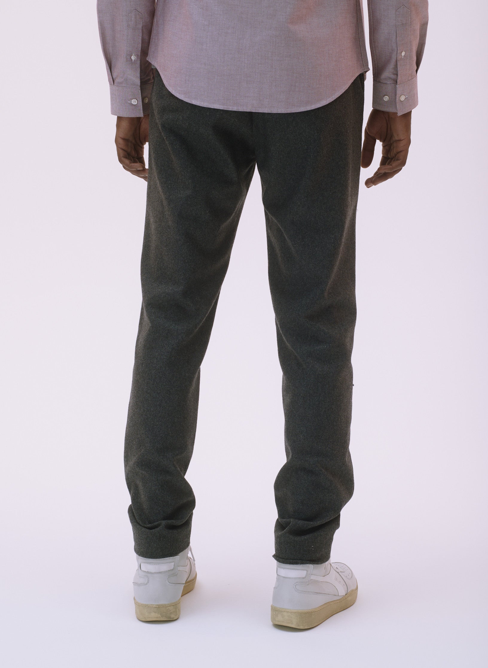 pantalon droit flanelle gris homme