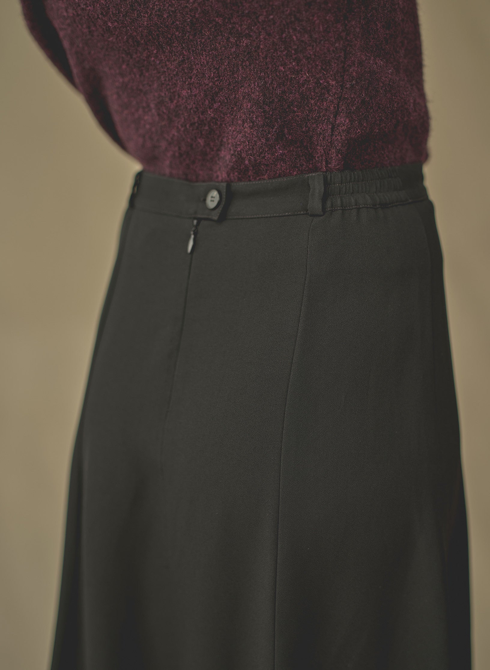 jupe evasee crepe noir femme