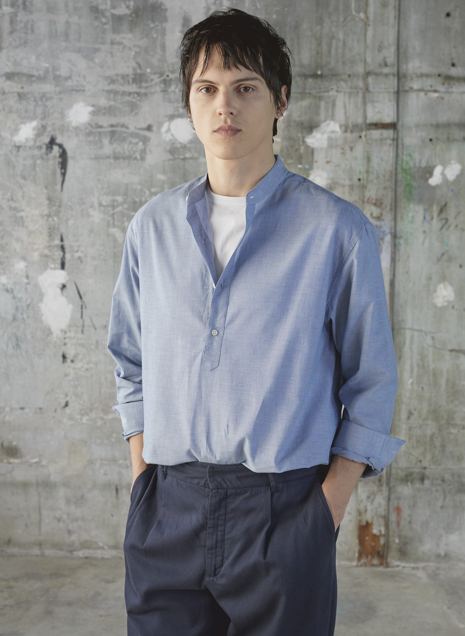 chemise peintre col mao