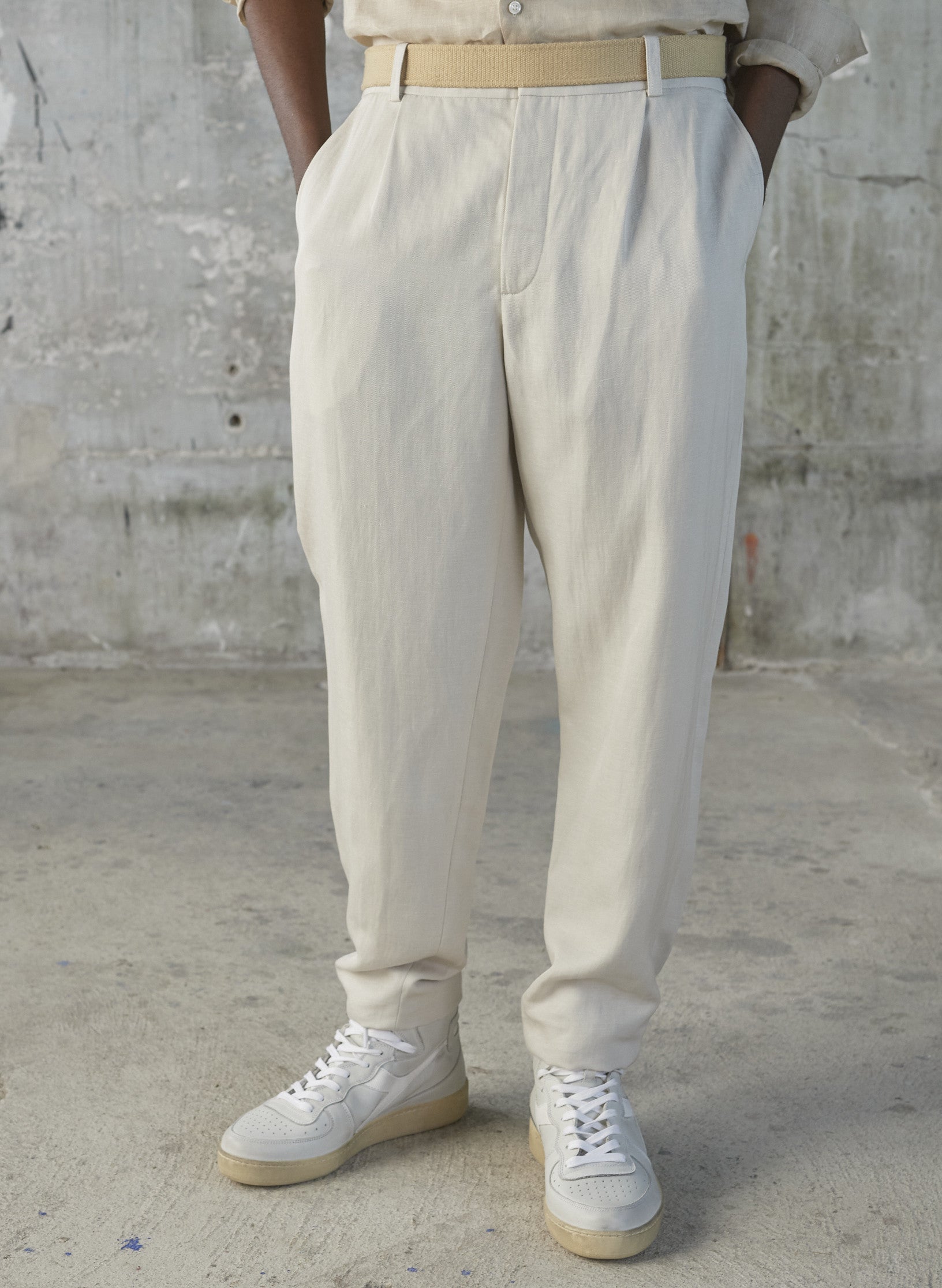 pantalon loose coton lin