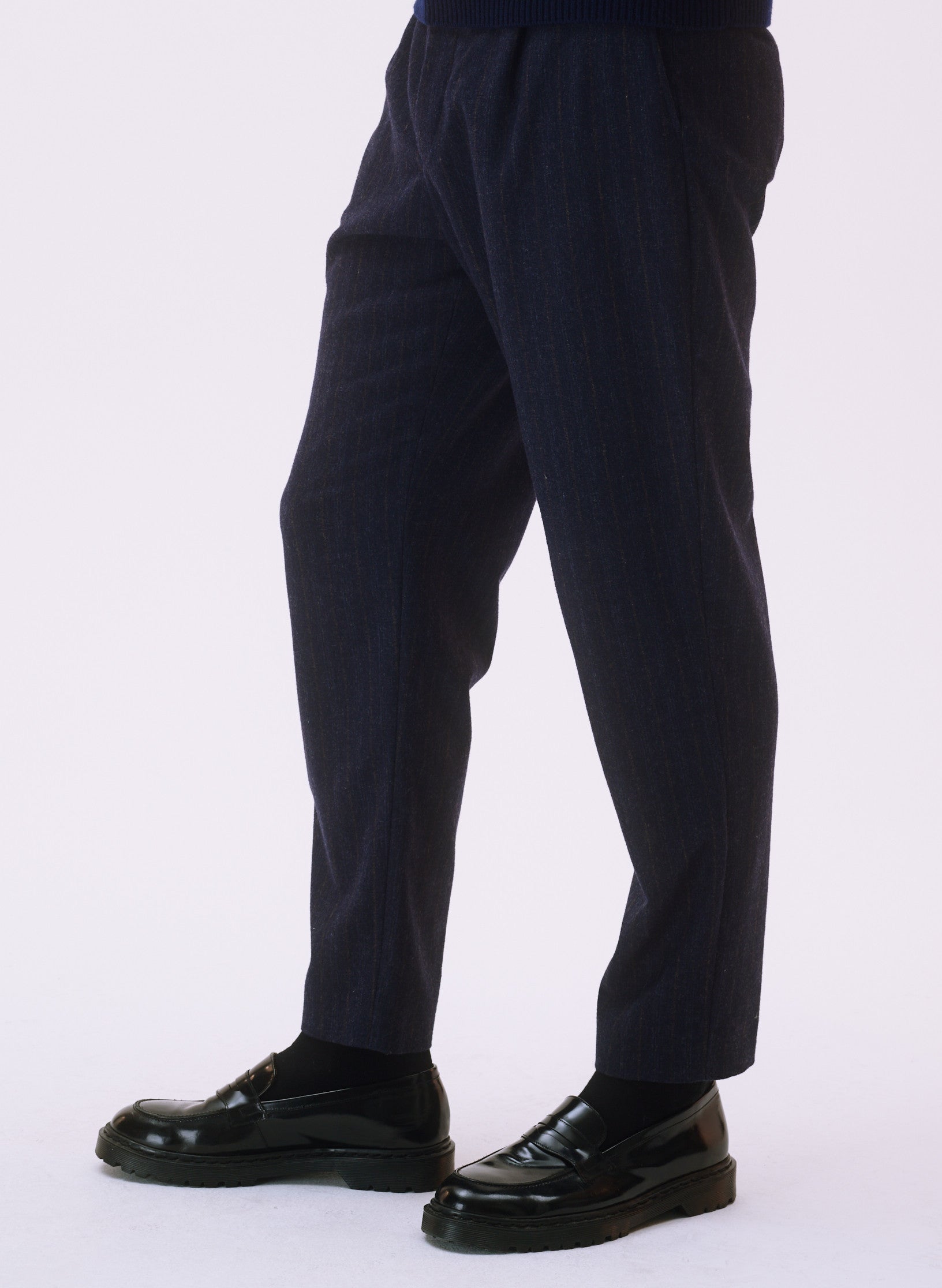 pantalon carotte flanelle raye bleu homme femme unisexe