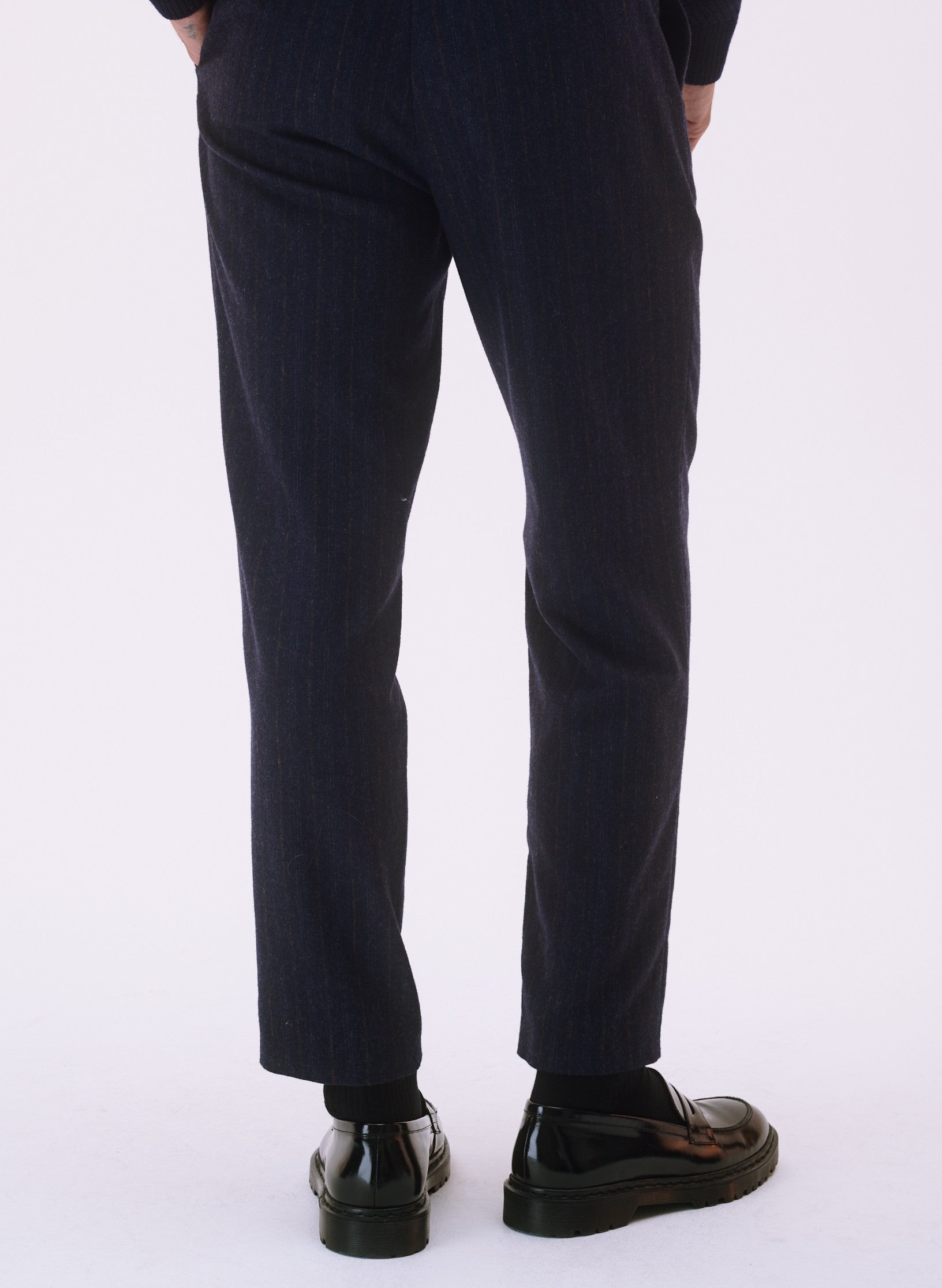 pantalon carotte flanelle raye bleu homme femme unisexe