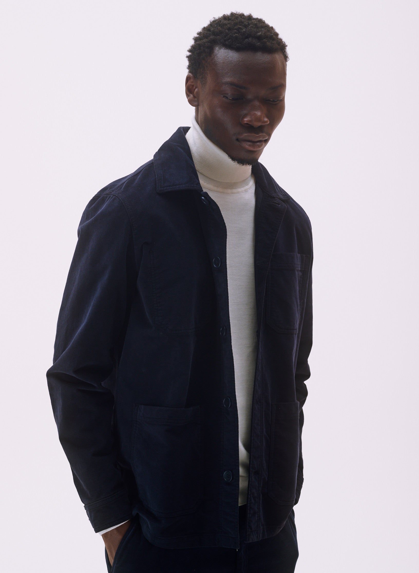 veste peintre velours bleu homme femme unisexe