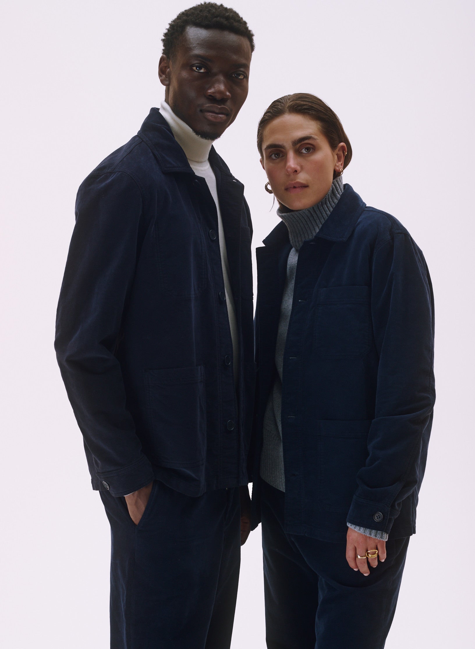 veste peintre velours bleu homme femme unisexe