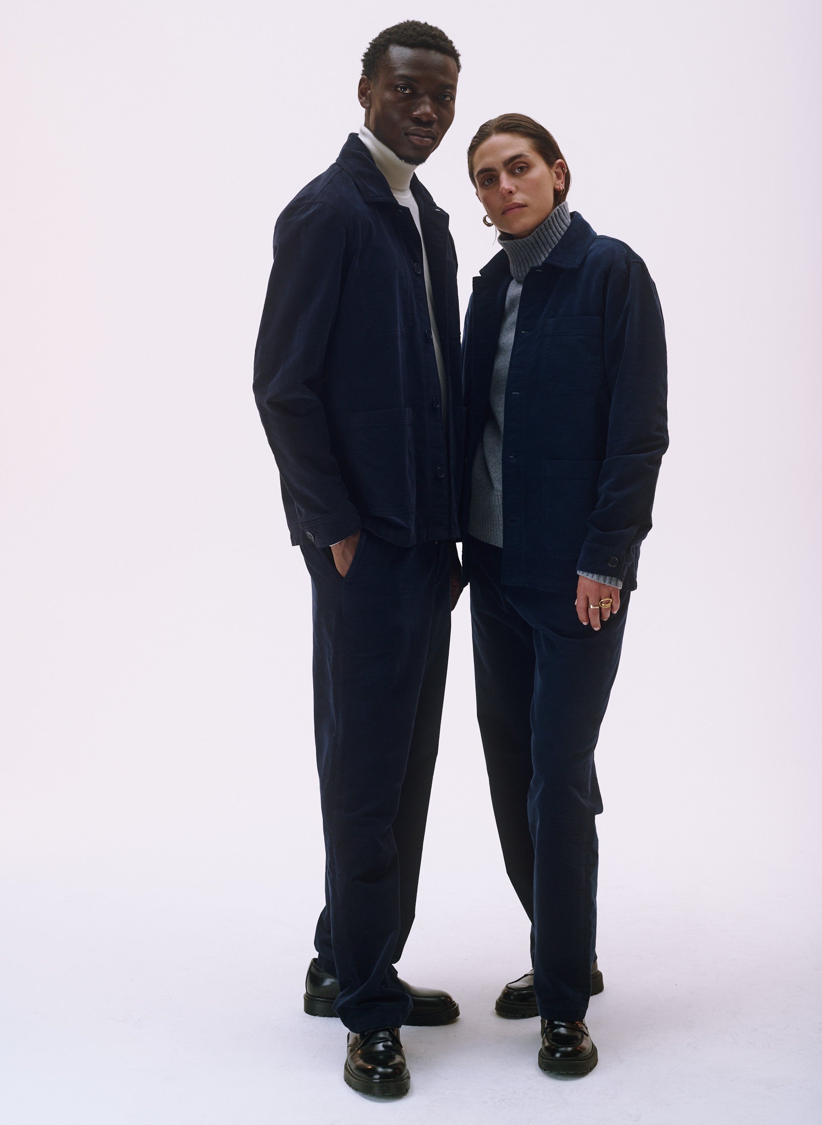 pantalon large velours homme femme unisexe bleu