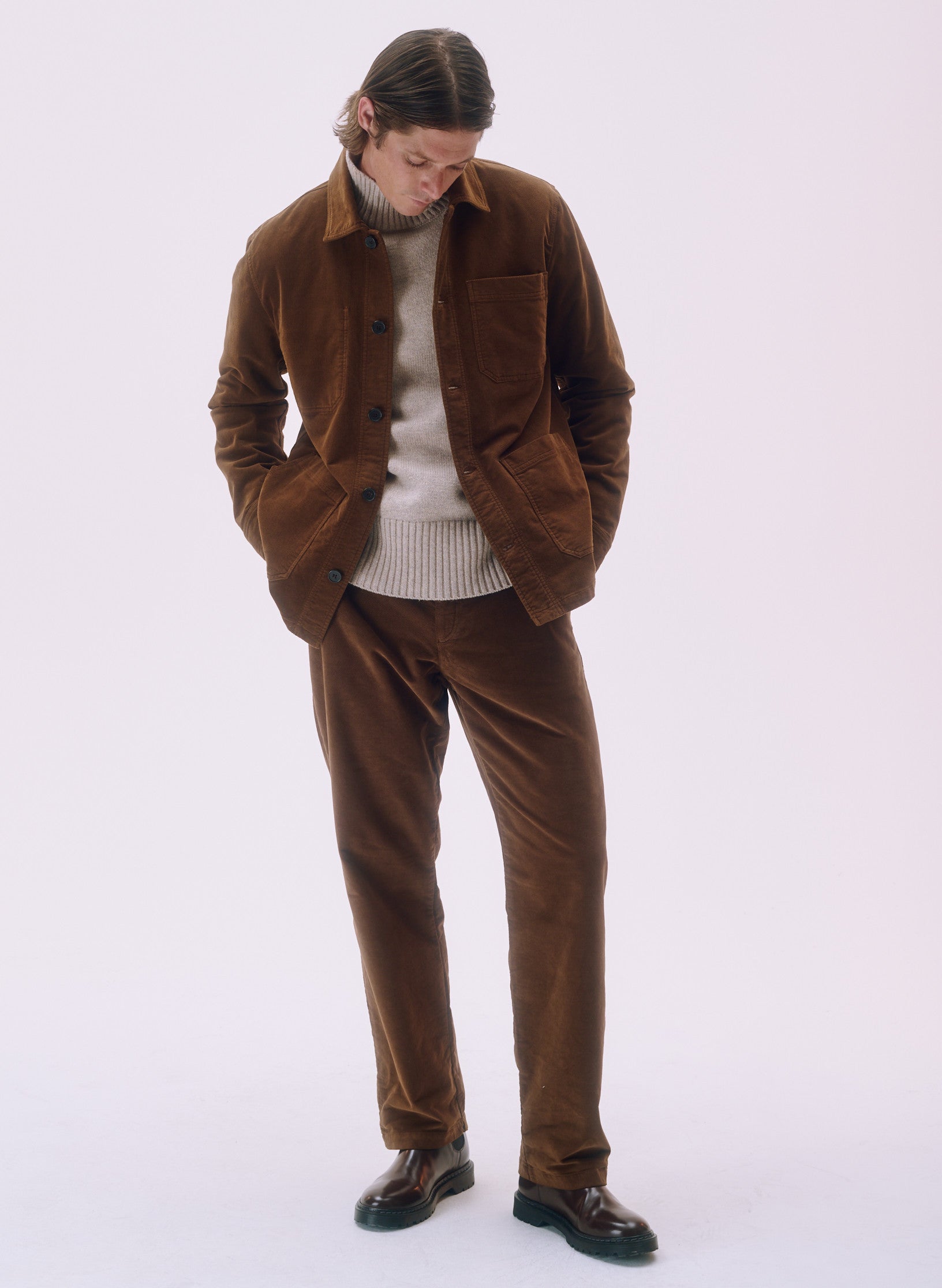 pantalon large velours marron homme femme