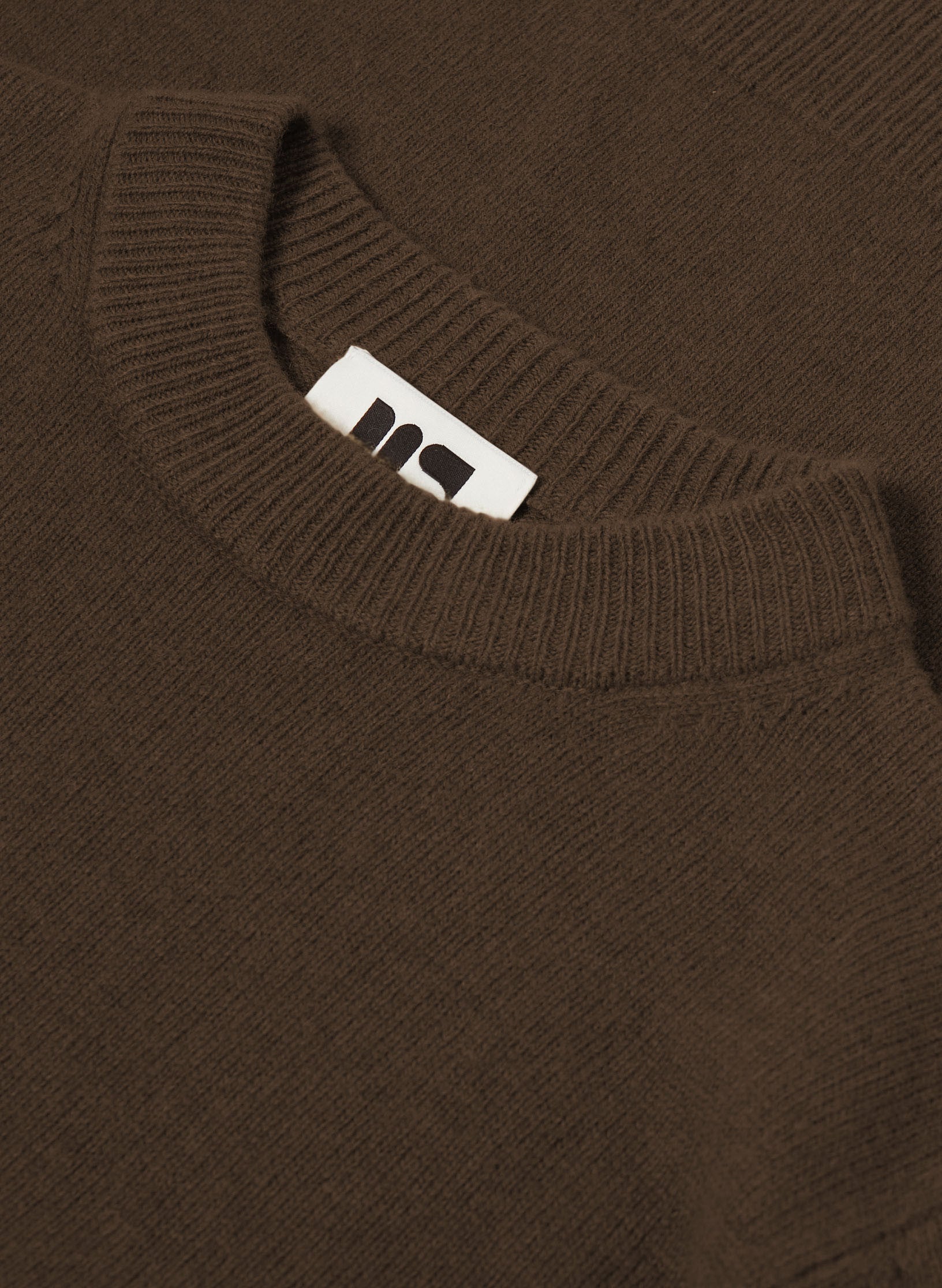 pull ras du cou laine marron homme femme unisexe