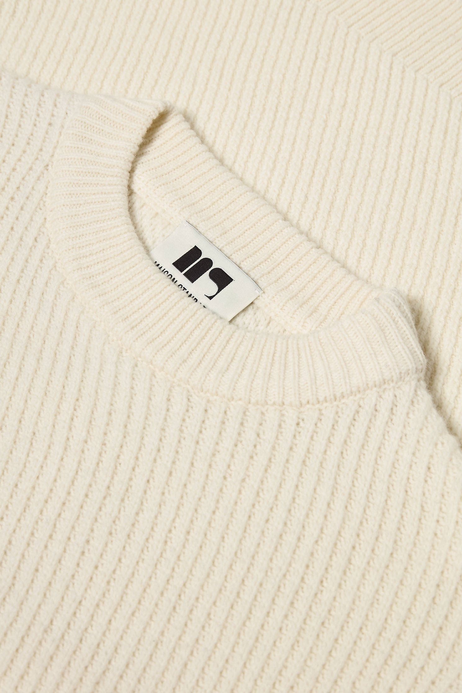 pull cote diagonale laine ecru homme femme unisexe