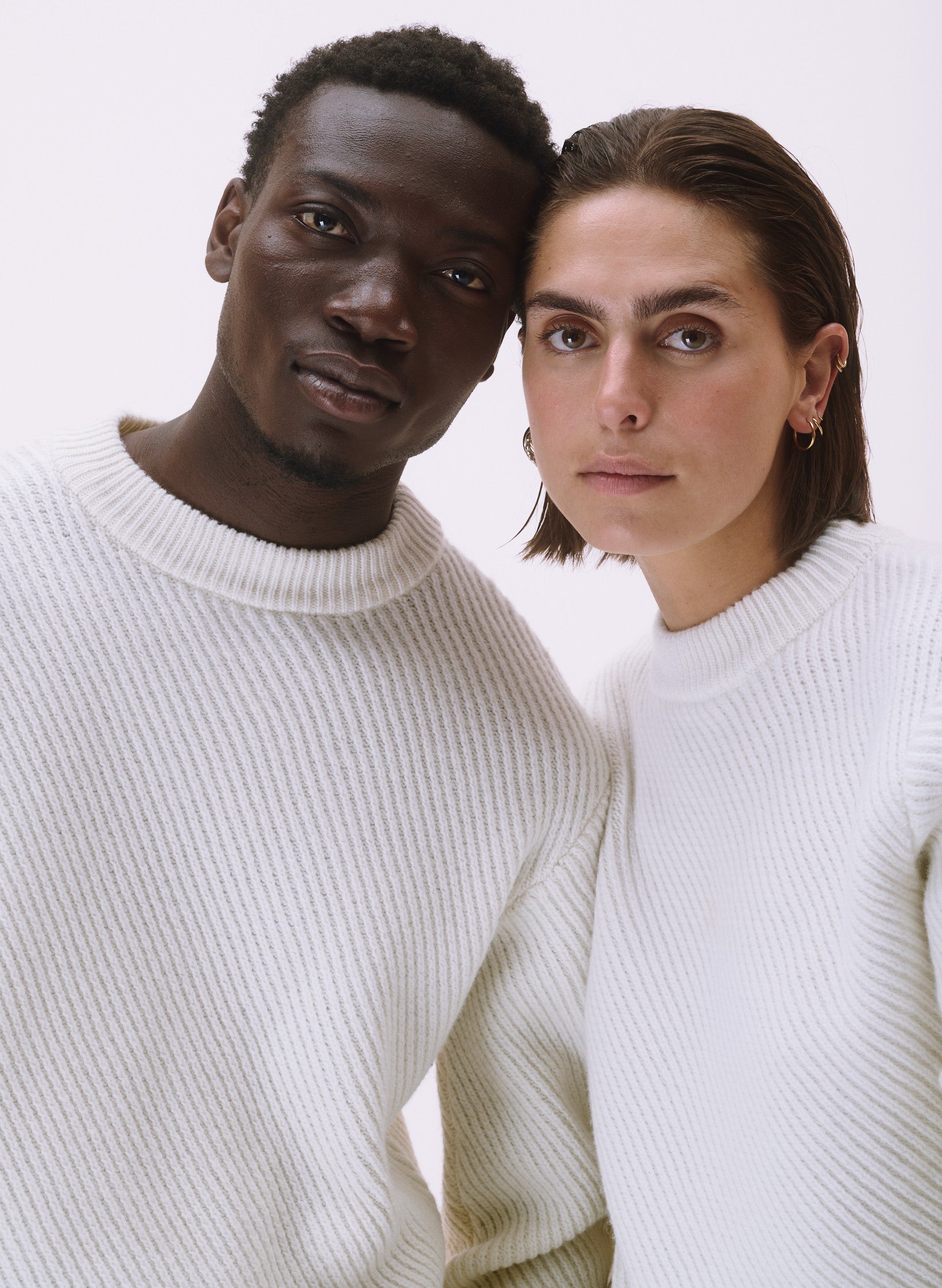 pull cote diagonale laine ecru homme femme unisexe