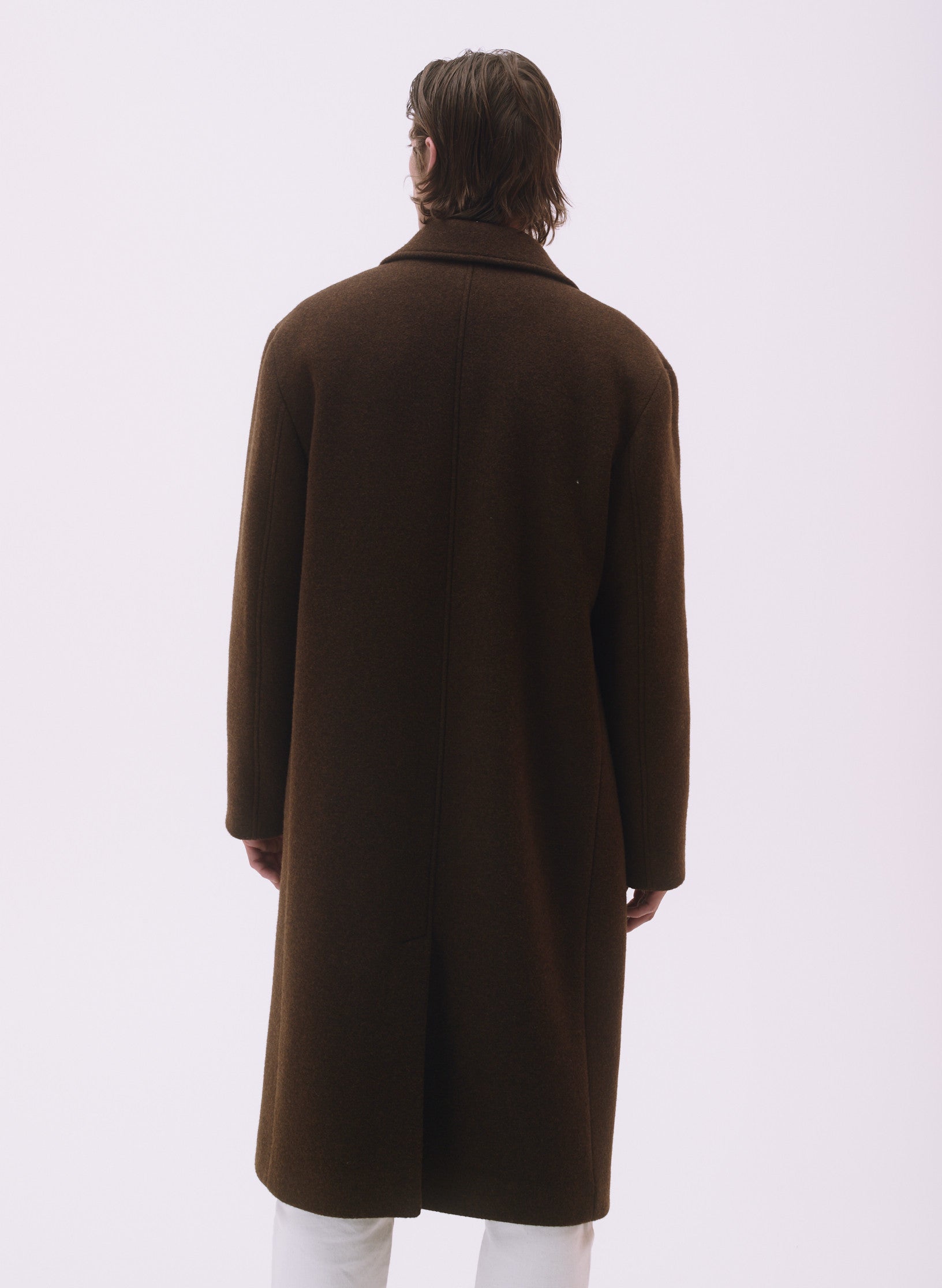 manteau croise laine unisexe homme femme acajou marron