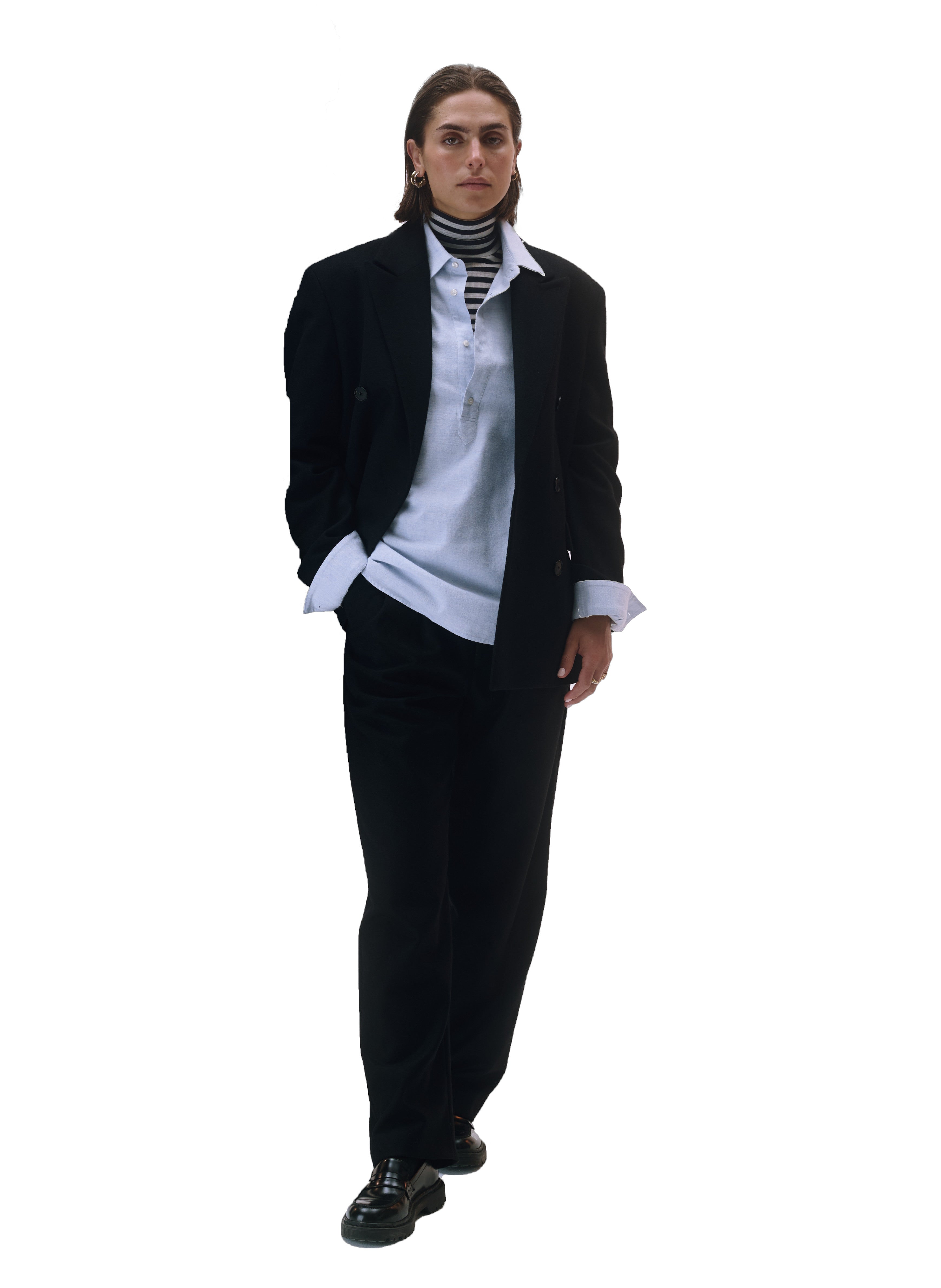 veste flanelle noire croisee homme femme unisexe