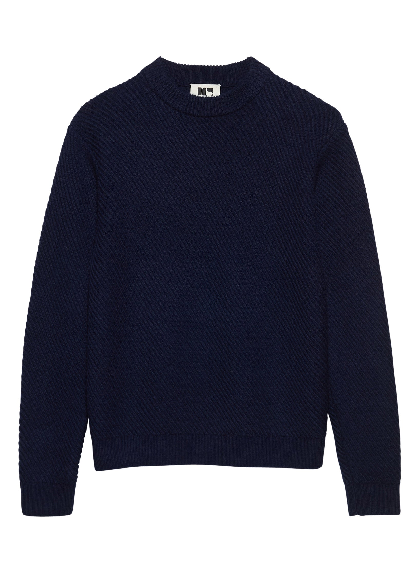 pull bleu laine diagonale homme femme unisexe
