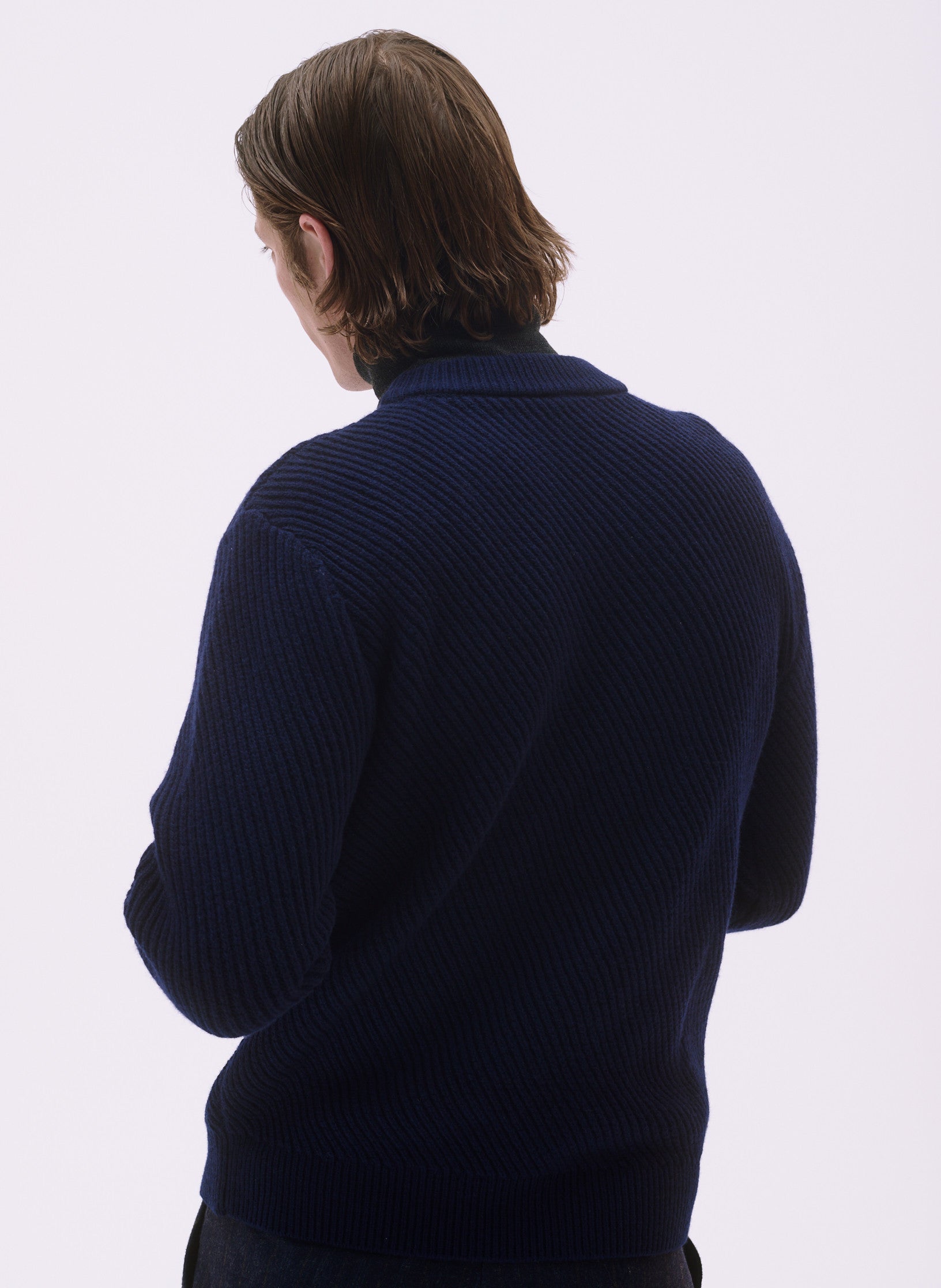 pull bleu laine diagonale homme femme unisexe