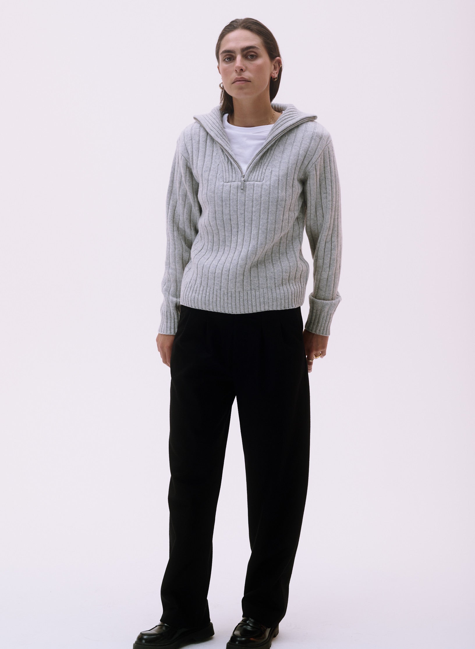 pull camionneur 100 laine homme femme unisexe gris ecru