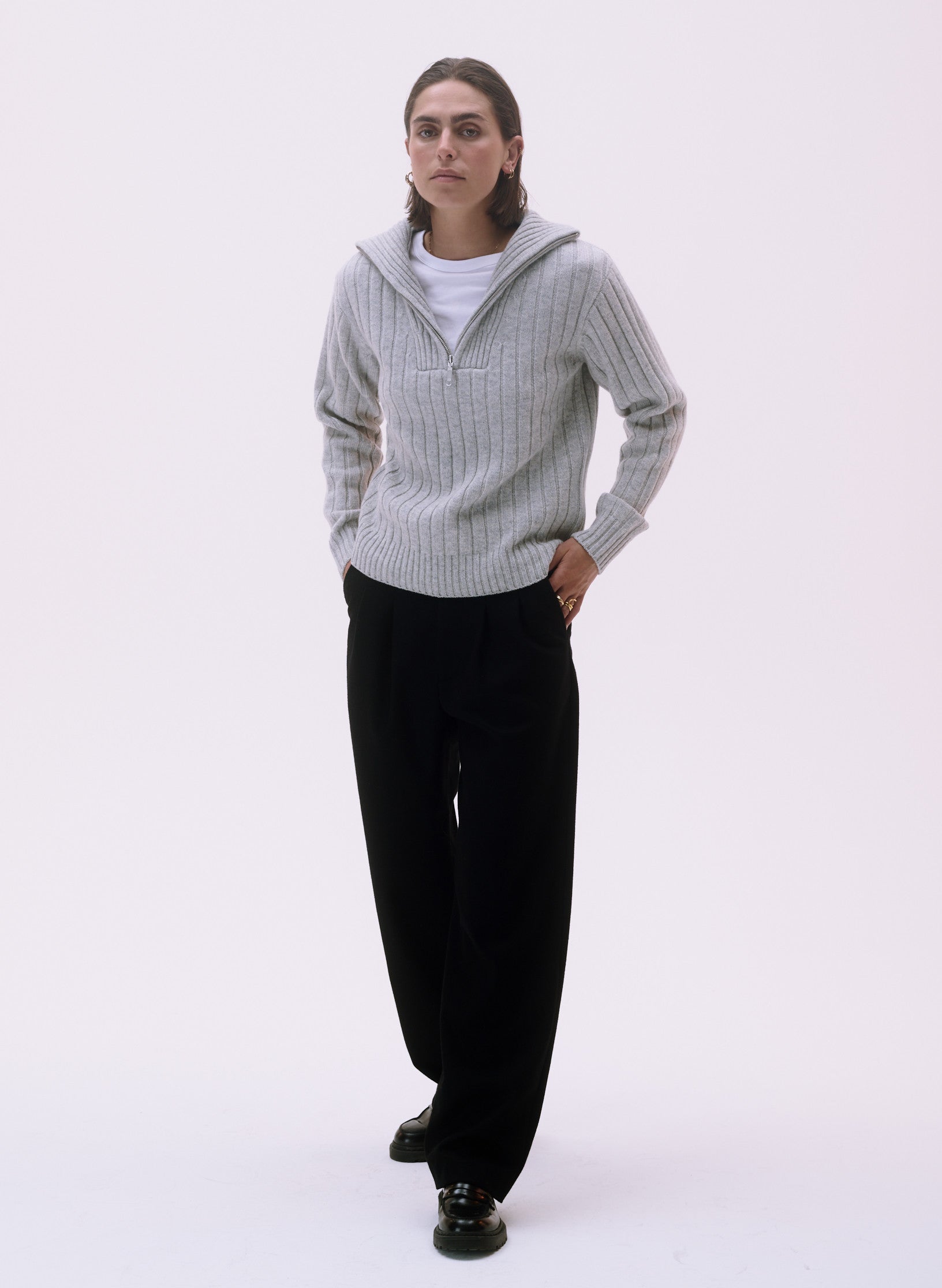 pull camionneur 100 laine homme femme unisexe gris ecru