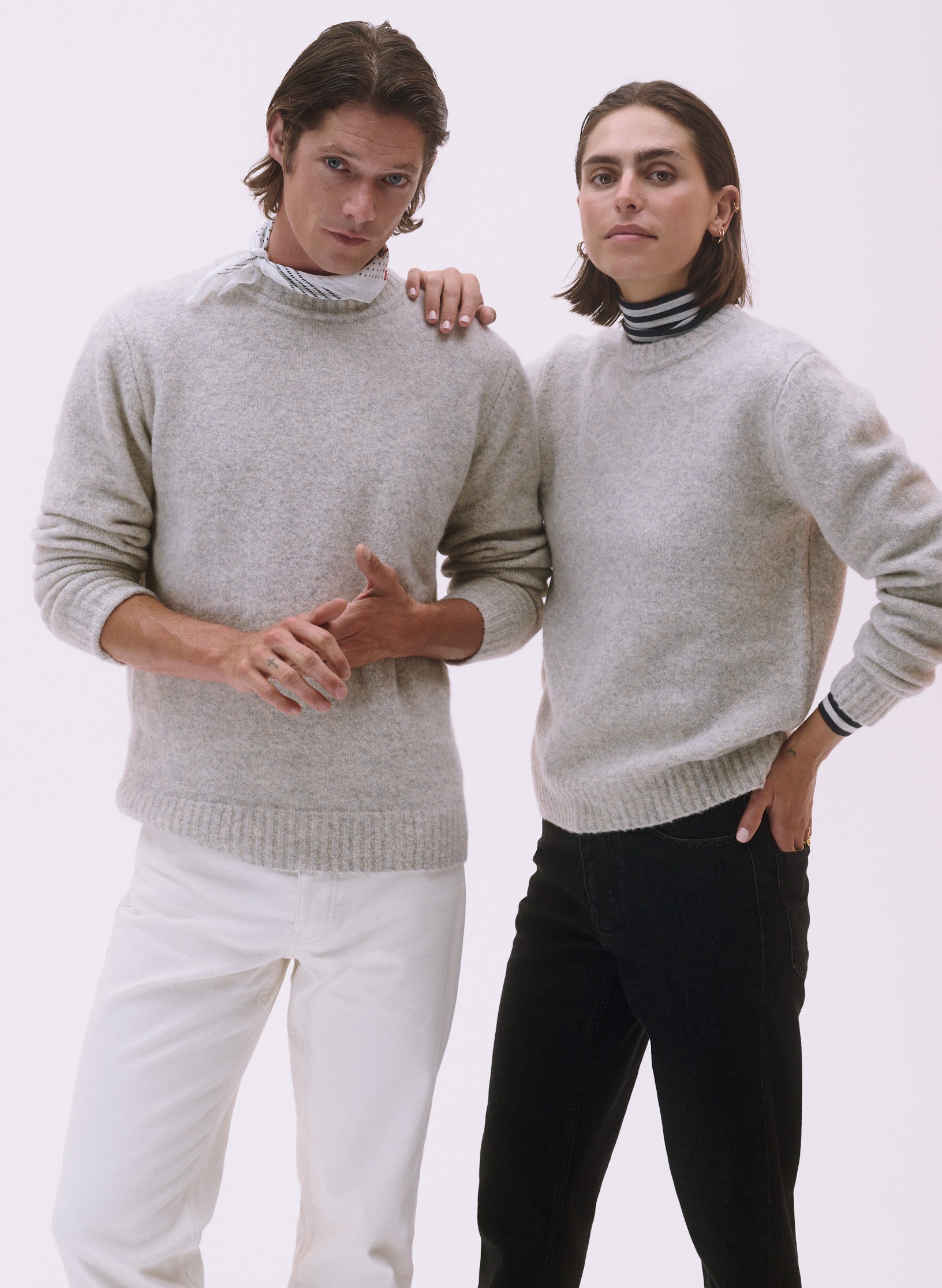 pull laine et fibres recyclees ecru homme femme unisexe