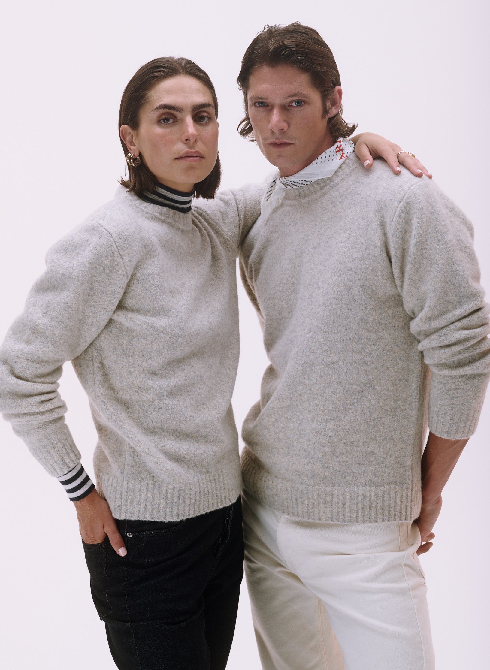 pull laine et fibres recyclees ecru homme femme unisexe