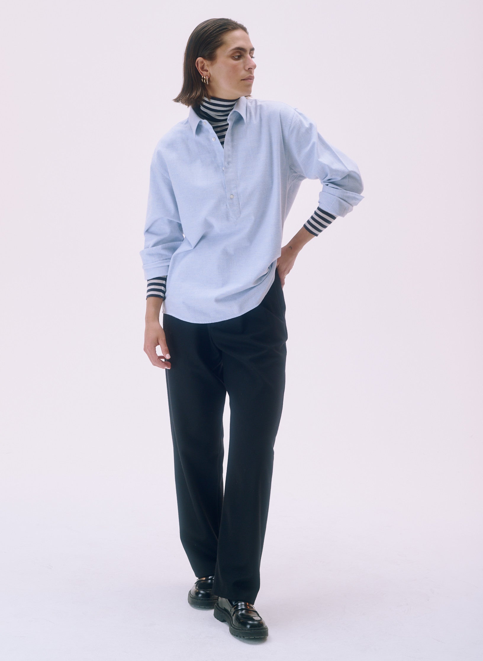 chemise flanelle oversized unisexe homme femme coton bleu